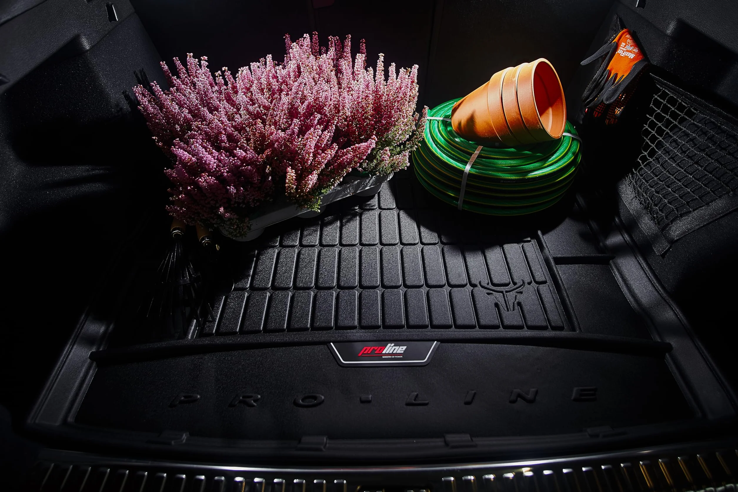 FROGUM ProLine 3D z logo gumowa eskluzywna mata do bagażnika dopasowana do Ford S-Max II 2014-2023 | Wygodny organizer | Najwyższe ranty | Stylowy design