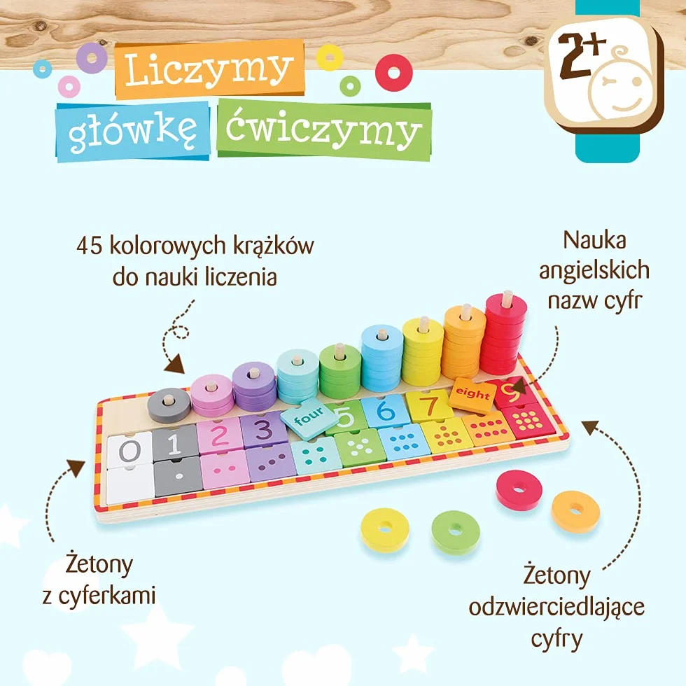 Trefl Liczymy Główkę Ćwiczymy Zabawka Drewniana dla Dzieci od 12 miesiąca życia