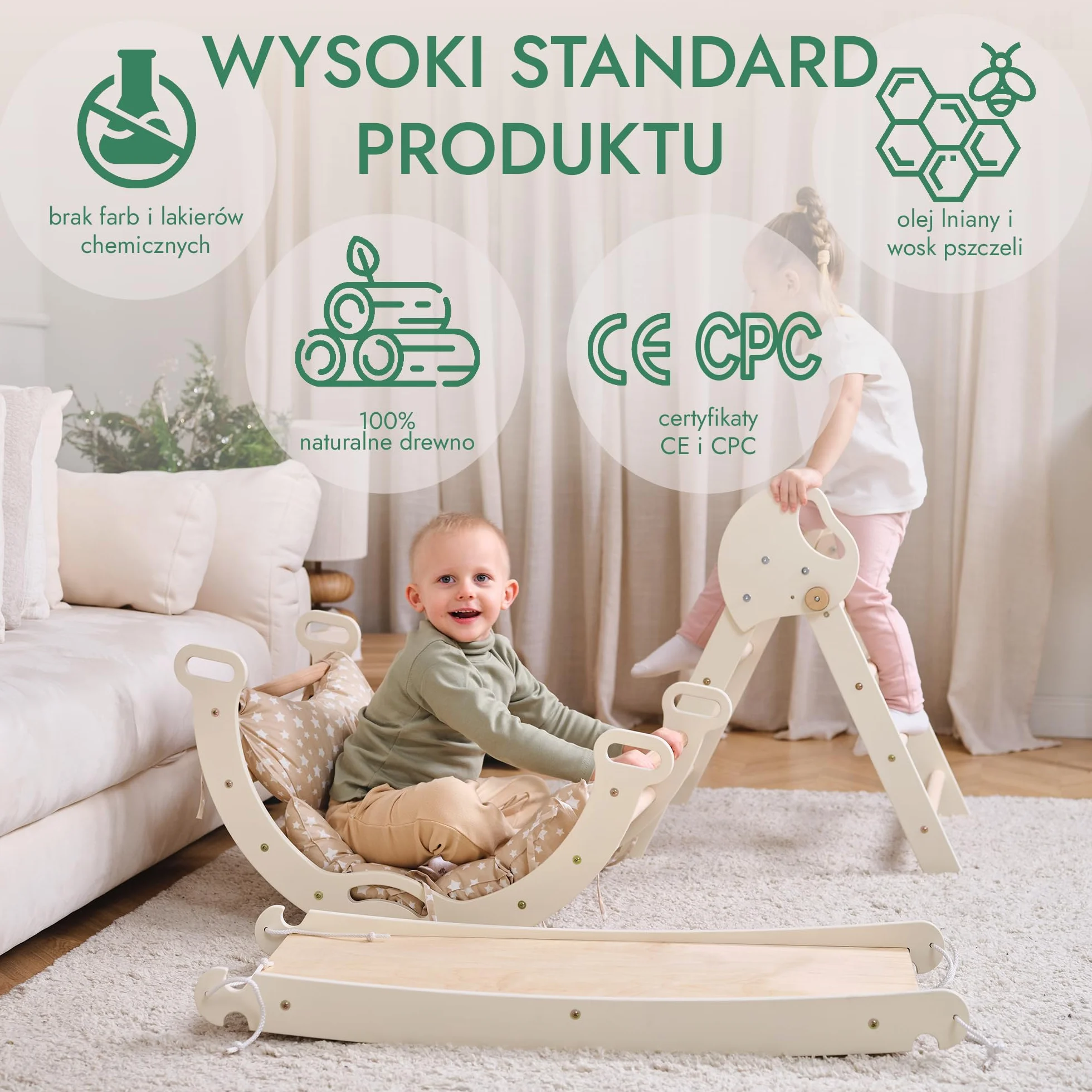 Goodevas 5-w-1 Montessori zabawka wspinaczkowa Indoor z drewna z zjeżdżalnią – trójkąt wspinaczkowy Montessori dla dzieci od 1 roku, wewnętrzny plac zabaw dla niemowląt, wewnętrzne zabawki
