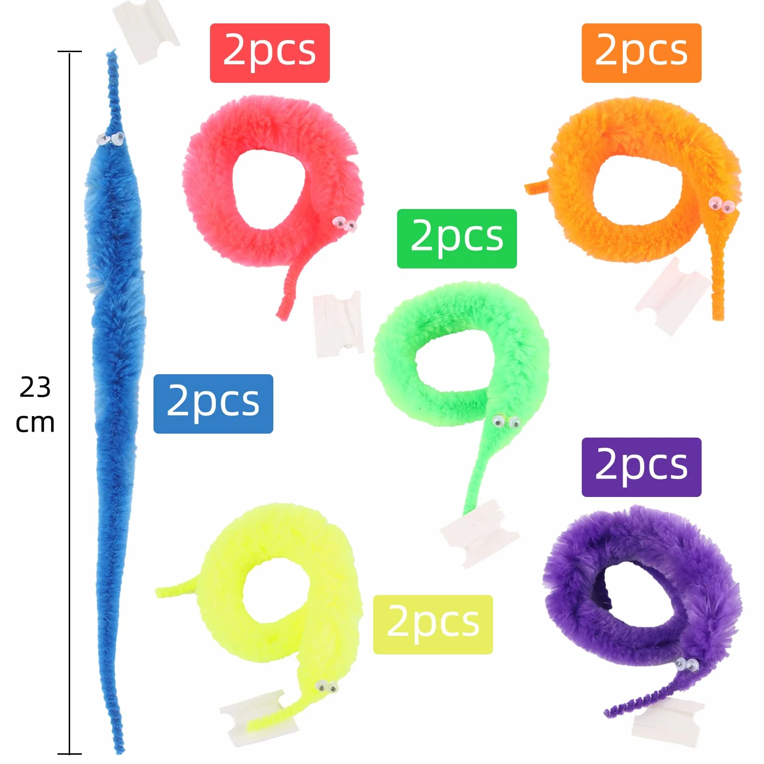 Magic Worm zabawka, 12 sztuk słodkich magicznych robaków, Twisty czarodziejski robak, magiczny robak, zabawka dla kotów, magiczna gąsienica, kolorowa zabawka dla dzieci i kotów