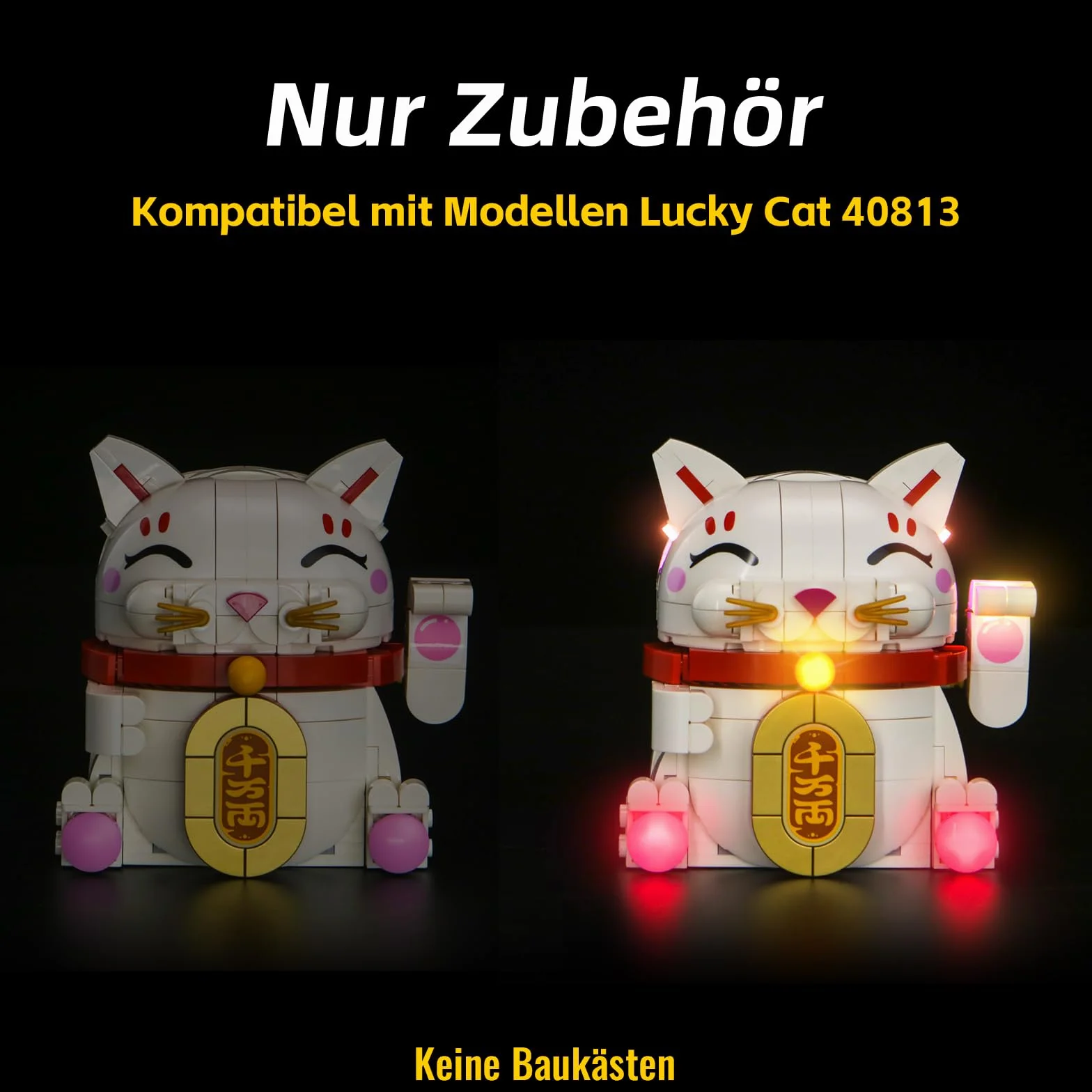 Zestaw świateł LED kompatybilny z Lego 40813 Lucky Cat (nie jest to model), zestaw oświetleniowy kompatybilny z Lego Lucky Cat kreatywna zabawka