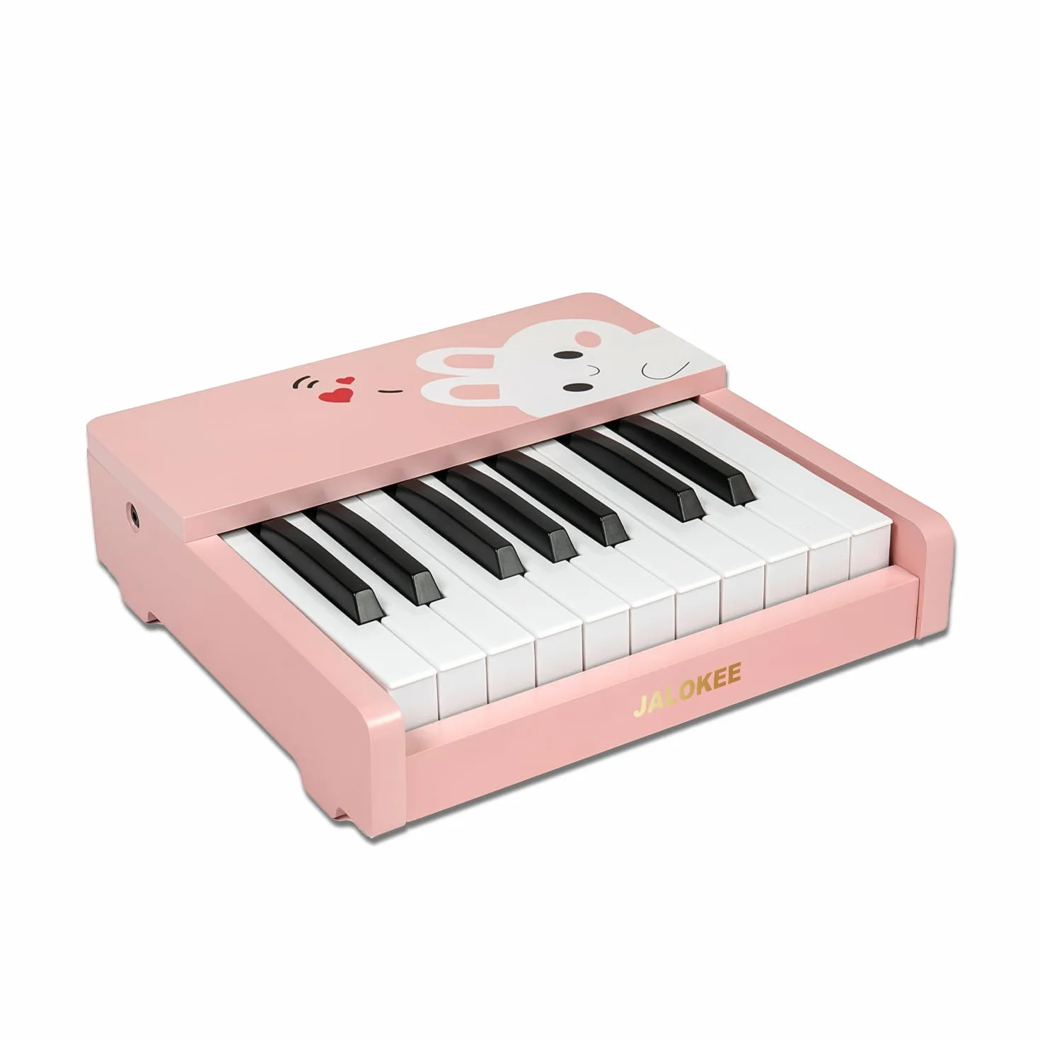 Klawiatura fortepianowa dla dzieci, 18 przycisków, mini muzyka, instrument edukacyjny, zabawka, drewniana zabawka dla małych dzieci, dziewcząt i chłopców (Różowy)