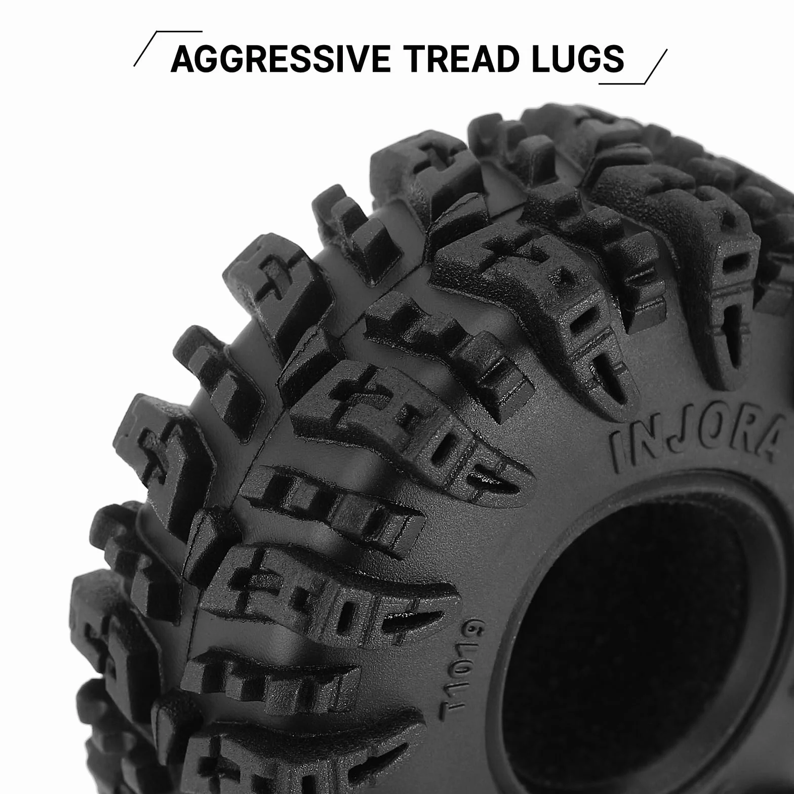 INJORA 1.0 Opony - S5 Swamp Claw Mud Terrain opony do TRX4M AX24 SCX24 FCX24 1/18 1/24 RC Crawler Auto, 64 * 24 mm, T1019