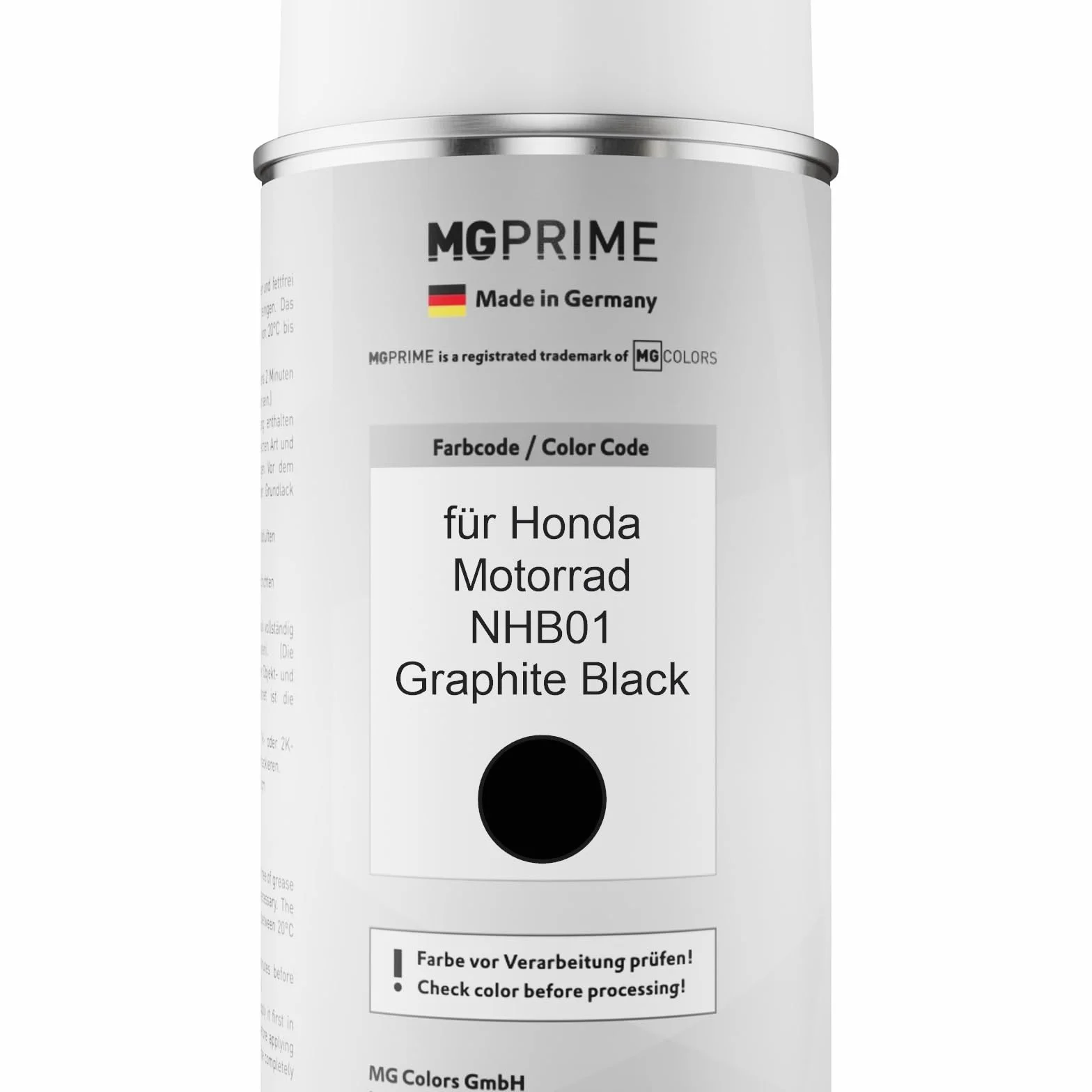 MG PRIME Lakier do motocykli Zestaw puszek z lakierem w sprayu 2K dla Honda Motorrad NHB01 Graphite Black Lakier bazowy 2 komponenty Lakier bezbarwny w sprayu