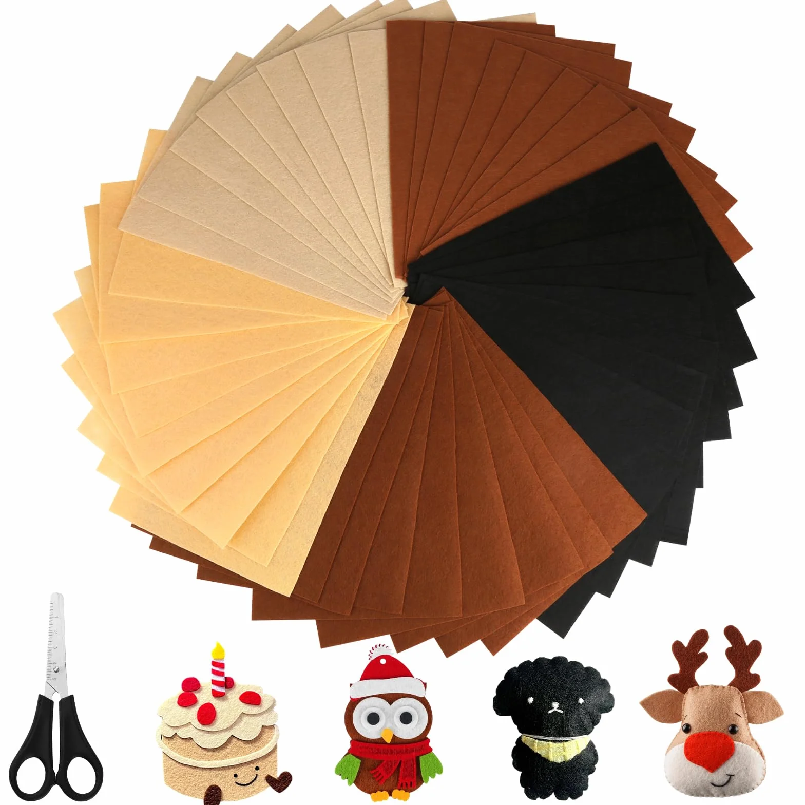 XIEJ 45 sztuk brązowych filców do majsterkowania, 1 mm grubości filcu, 30 × 20 cm filc do majsterkowania, poliestrowe płyty filcowe, filc do rękodzieła, projektów krawieckich "zrób to sam" (seria