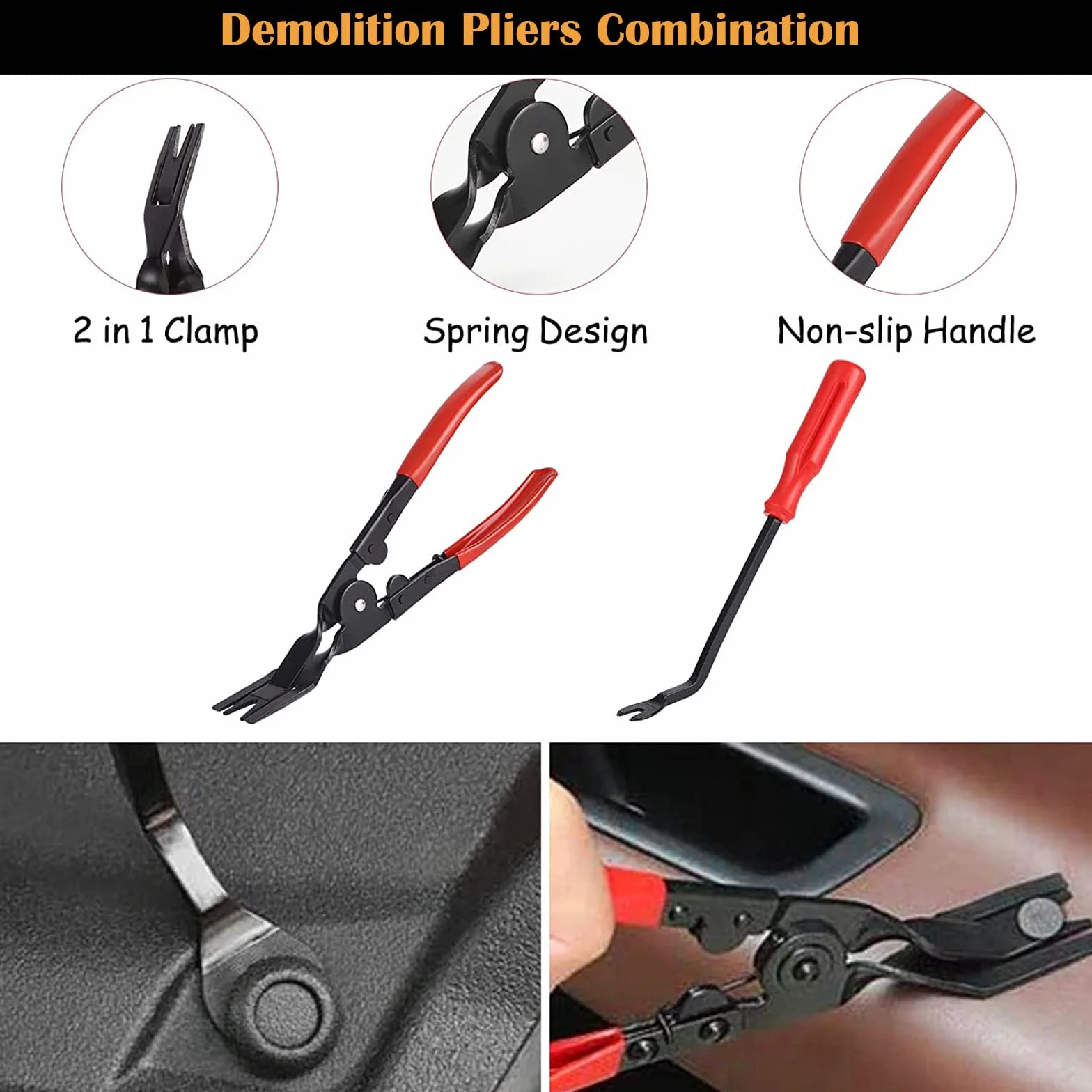 Narzędzie do Demontażu Samochodu, Aohoo 280 sztuk Zestaw do Naprawy Wnętrz Samochodów Automotive Push Pin Niet Bumper Car Wash Fixture Automotive Instrument Car Audio DVD