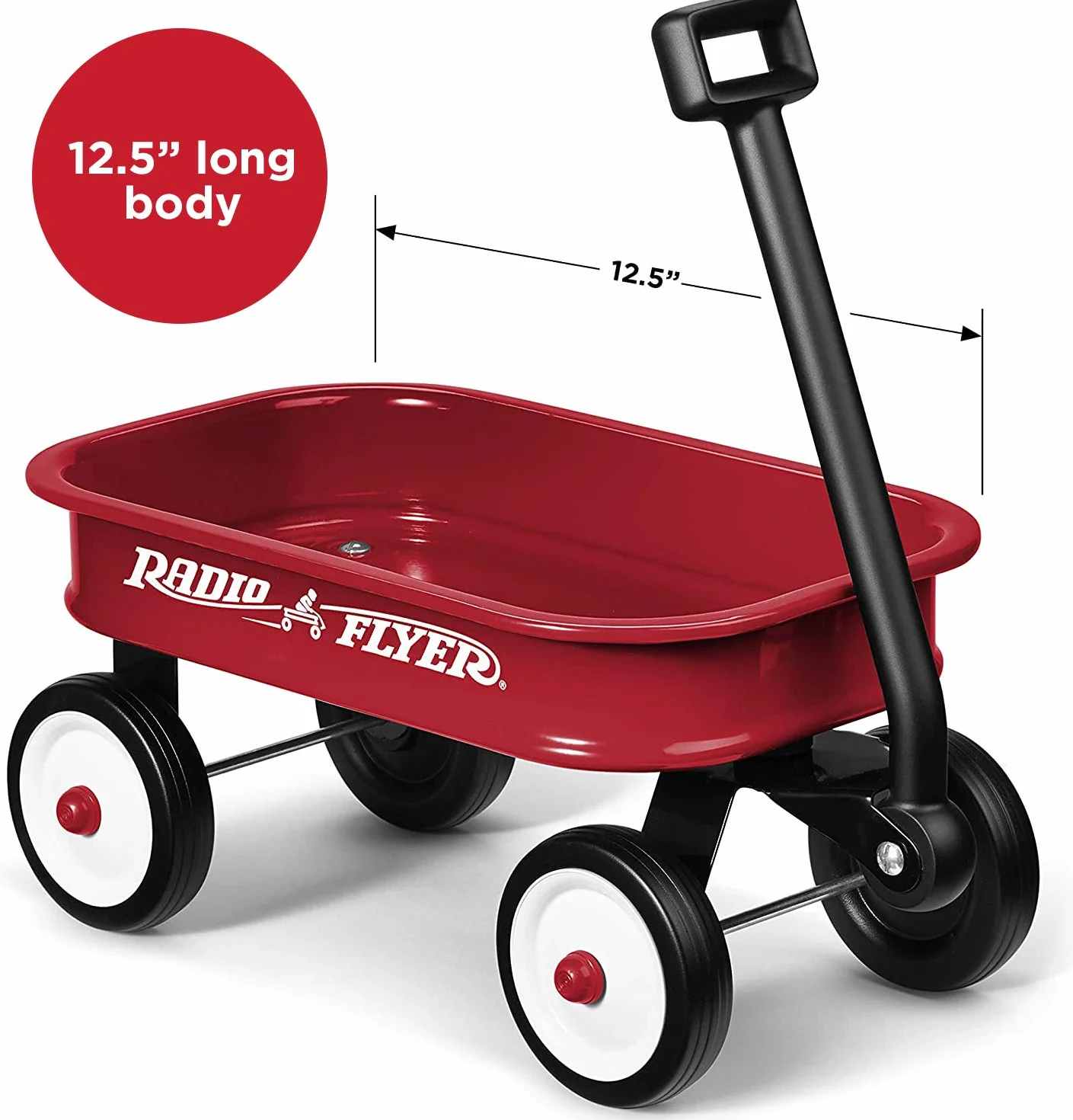 Radio Flyer Little Red Toy Wagon, mały wózek zabawkowy do ekspozycji, długość 36 cm