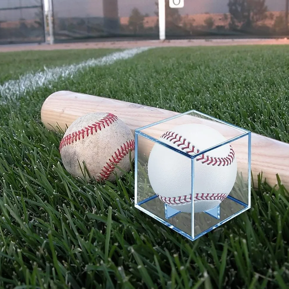 Przezroczysta witryna baseballowa, odporna na promieniowanie UV, przezroczysta, akrylowa, na piłkę golfową, oficjalne pudełko na wyświetlacz z autografem, stojak na piłkę baseballową, pyłoszczelna