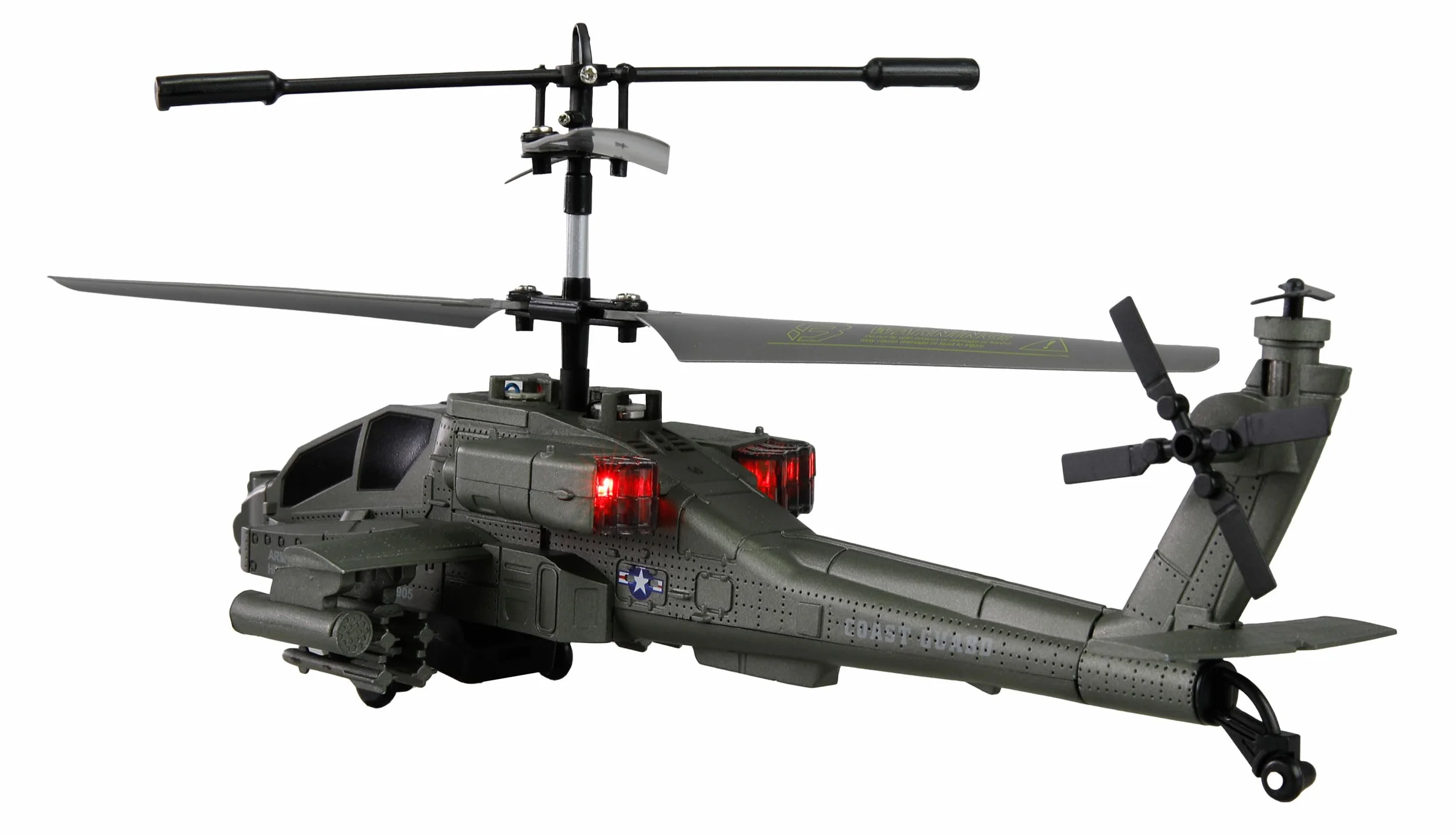 Apache AH-64 Helicopter Coaxial 3,5-kanałowy RTF z pilotem zdalnego sterowania, akumulator, kabel do ładowania, 250 mm, ciemnozielony