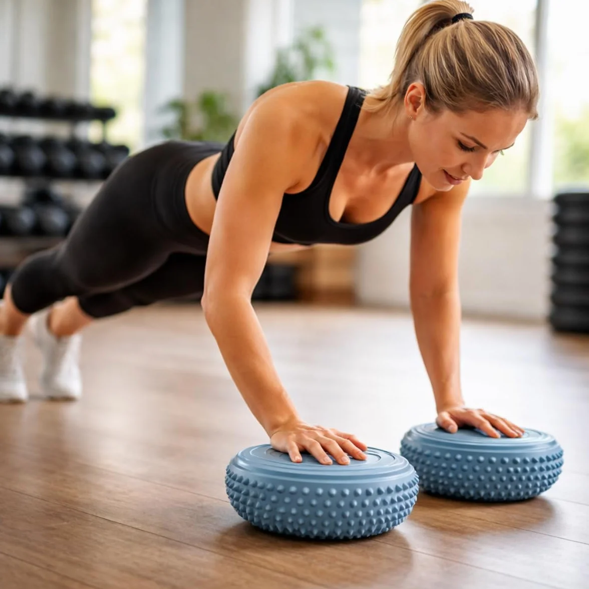 Umbro Balance Pad – 2 sztuki – średnica 16 x 8 cm – do 150 kg – piłka z jeżem – poduszka do balansowania – niebieska
