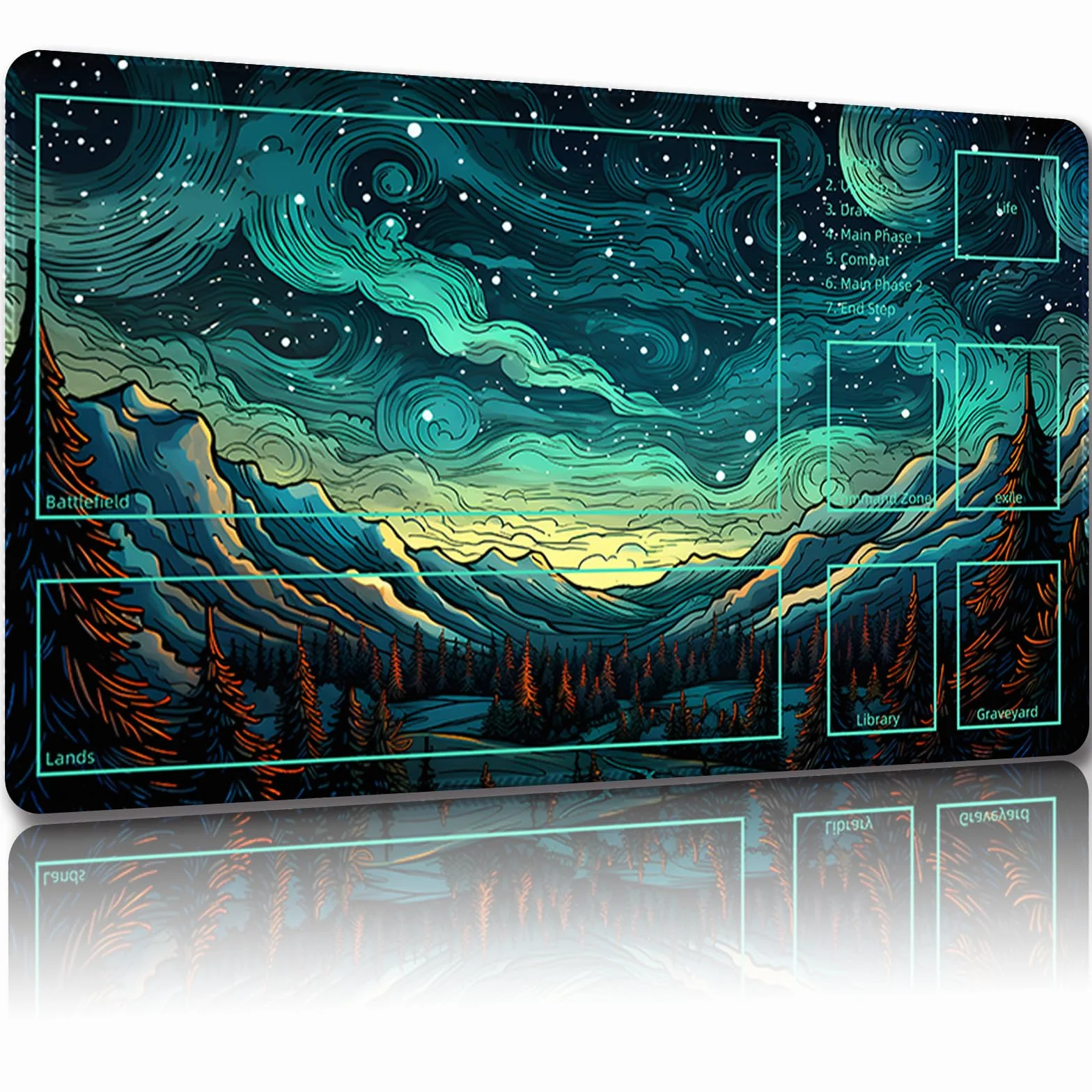 Mata do zabawy dla MTG, z bezpłatnymi torbami do przechowywania, mata do gier 61 x 35 cm, TCG i mata do gier planszowych na karty, podkładka pod mysz (ze strefami, magiczna mata 1)