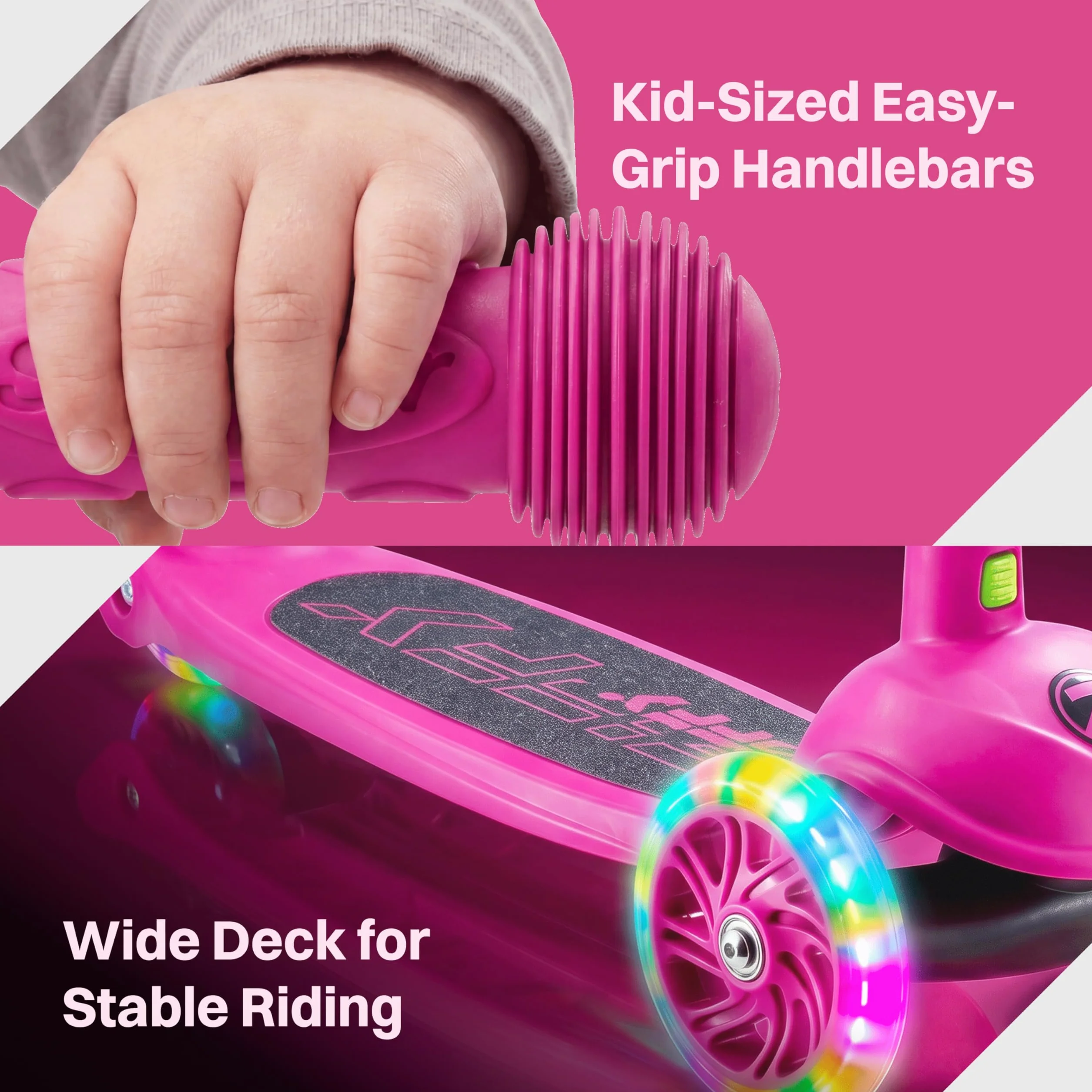 ZIFFY 3 Wheel Scooter for Kids 3-5, Toddler Kick Scooters with LED Light-Up Wheels for Boys and Girls, 5 Adjustable Height and Lean-to-Steer Design, Support up to 110 lbs, Red by JOVA