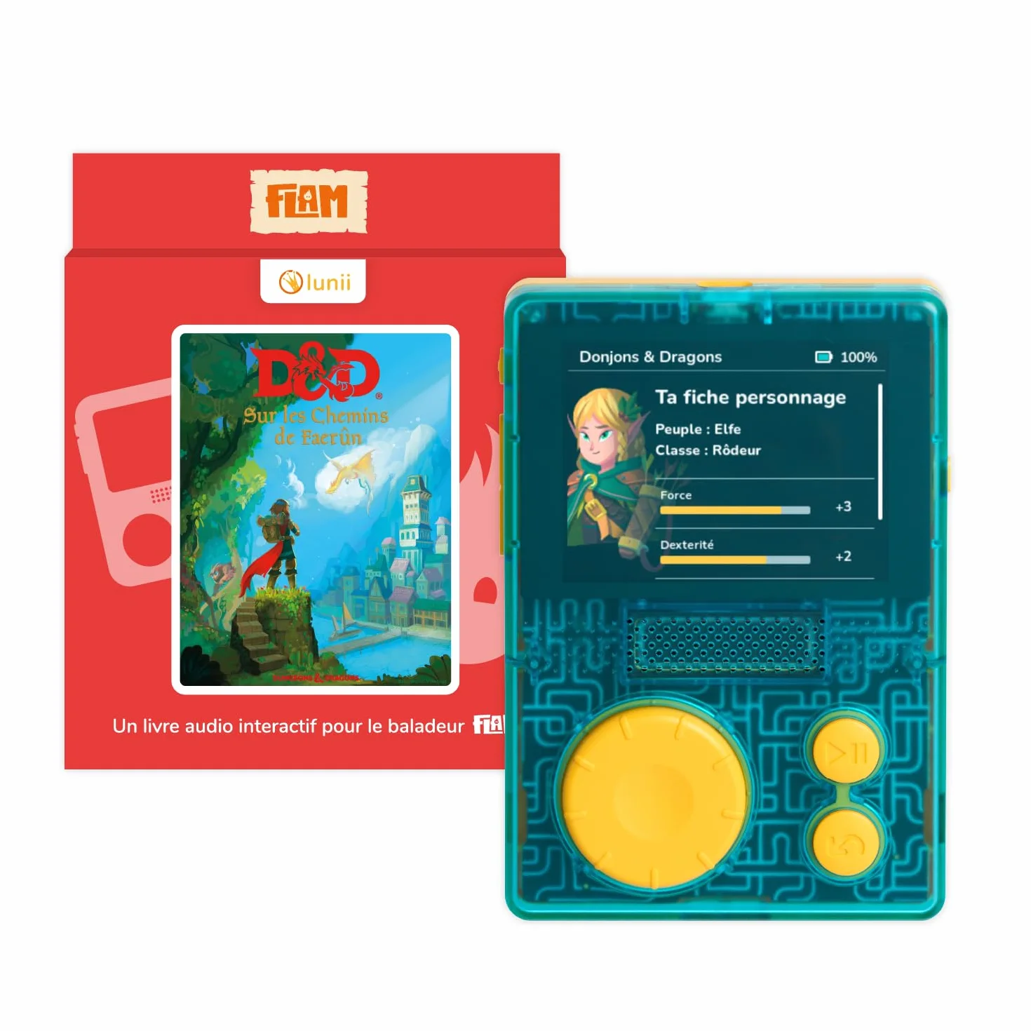 Lunii - FLAM Play D&D (Dungeons and Dragons-Hasbro) - dla dzieci w wieku 7-11 lat-2 interaktywne książki audio w zestawie - pudełko na historie wyprodukowane we Francji, 3760361141886