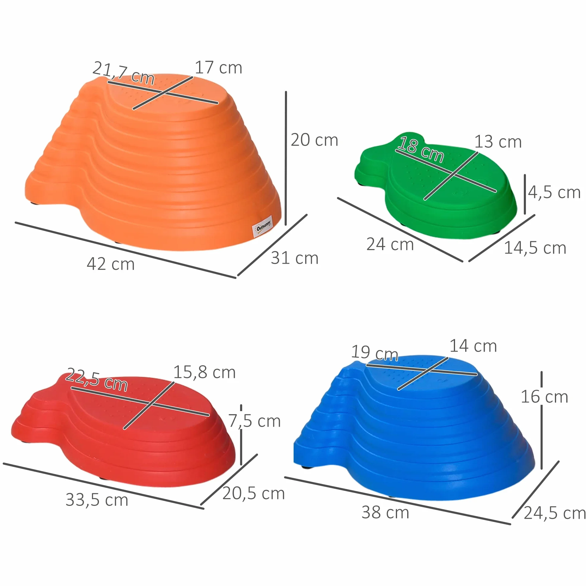 Outsunny kamienie rzeczne kamienie balansowe 11ER dla małych dzieci odskocznia trampolina do pomieszczeń i na zewnątrz pomieszczeń bilans gra nośność do 100 kg