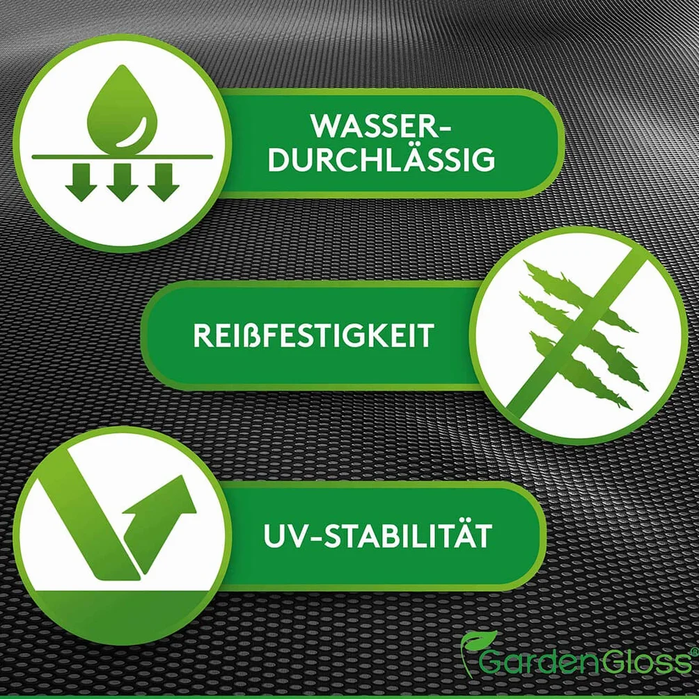 GardenGloss® Włóknina przeciw chwastom 4 m² do piaskownicy 150 g/m², bardzo mocna (2 m x 2 m) – włóknina do piaskownicy, bardzo odporna na rozerwanie i przepuszczająca wodę, włóknina ogrodowa dla