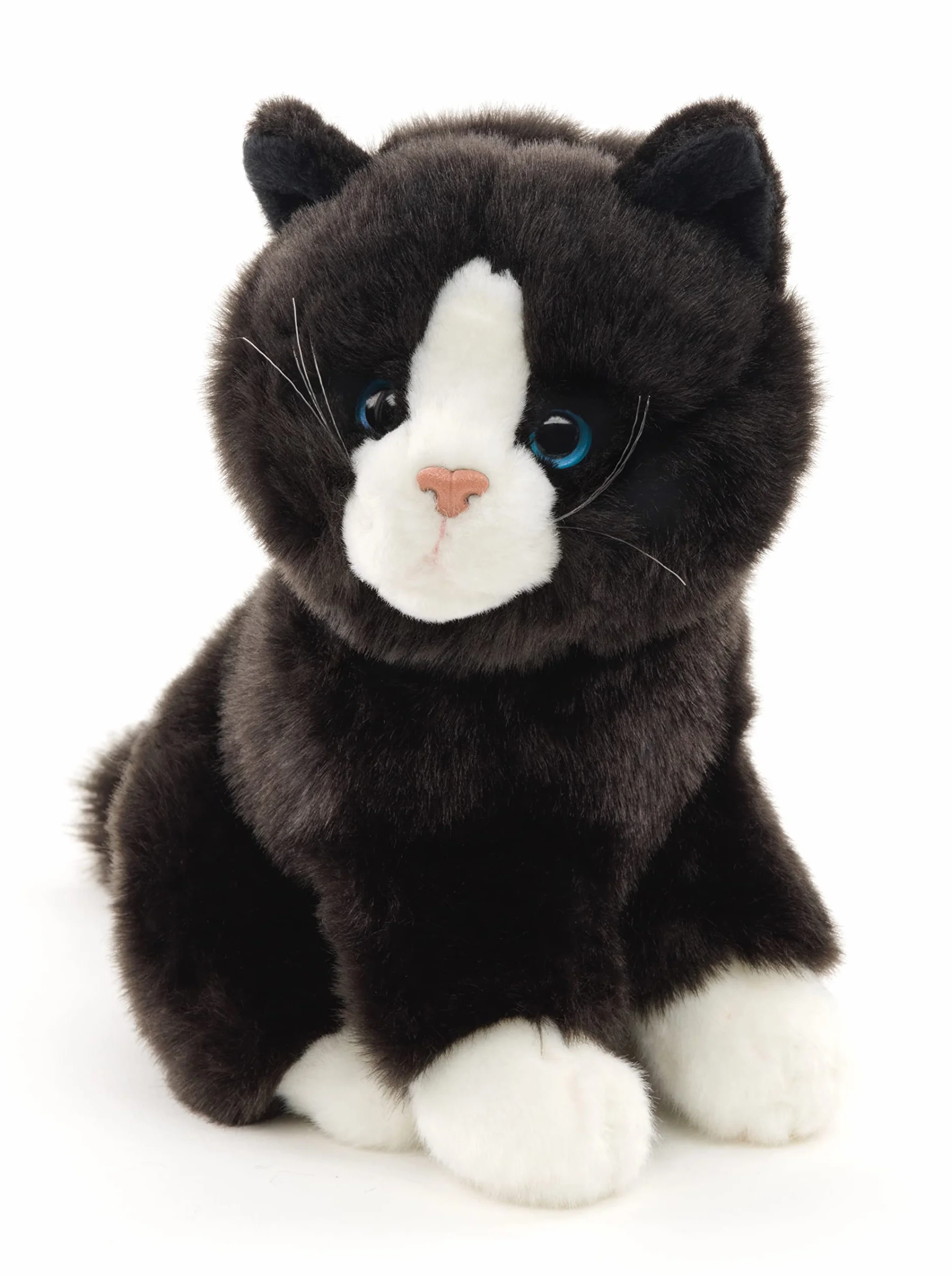 Uni-Toys - Kot czarno-biały, siedzący - 21 cm (wysokość) - pluszowy kotek - pluszowa zabawka, przytulanka