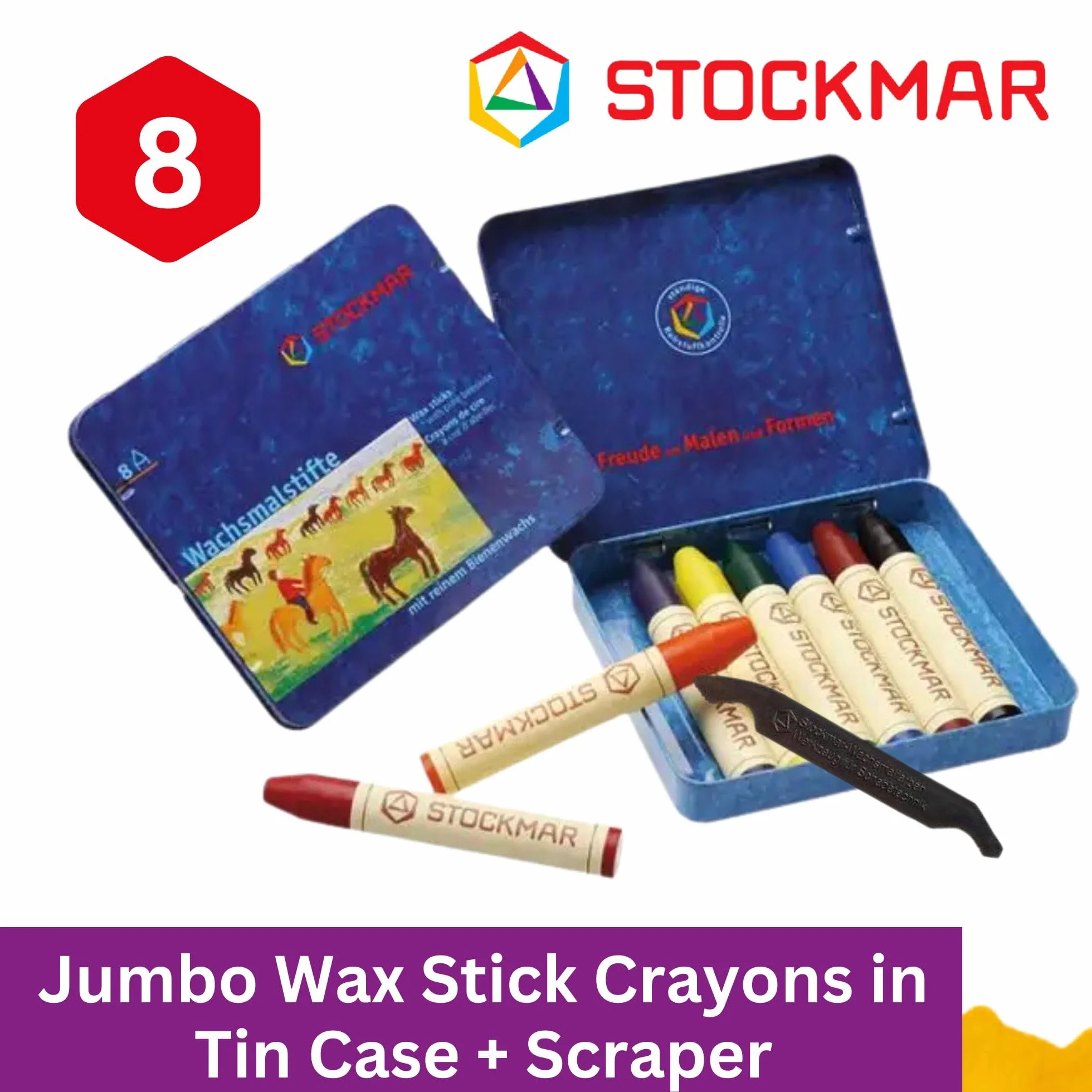 Stockmar 31000 Kredki Świecowe Wielokolorowe 8 Sztuk
