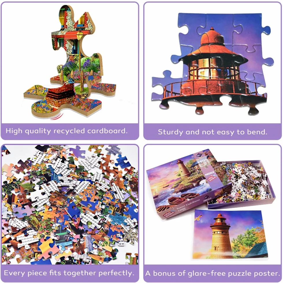 HUADADA Puzzle 1000 elementów, puzzle dla dorosłych, Impossible Puzzle, prezent, gra zręcznościowa dla całej rodziny, kolorowe, latarnia morska