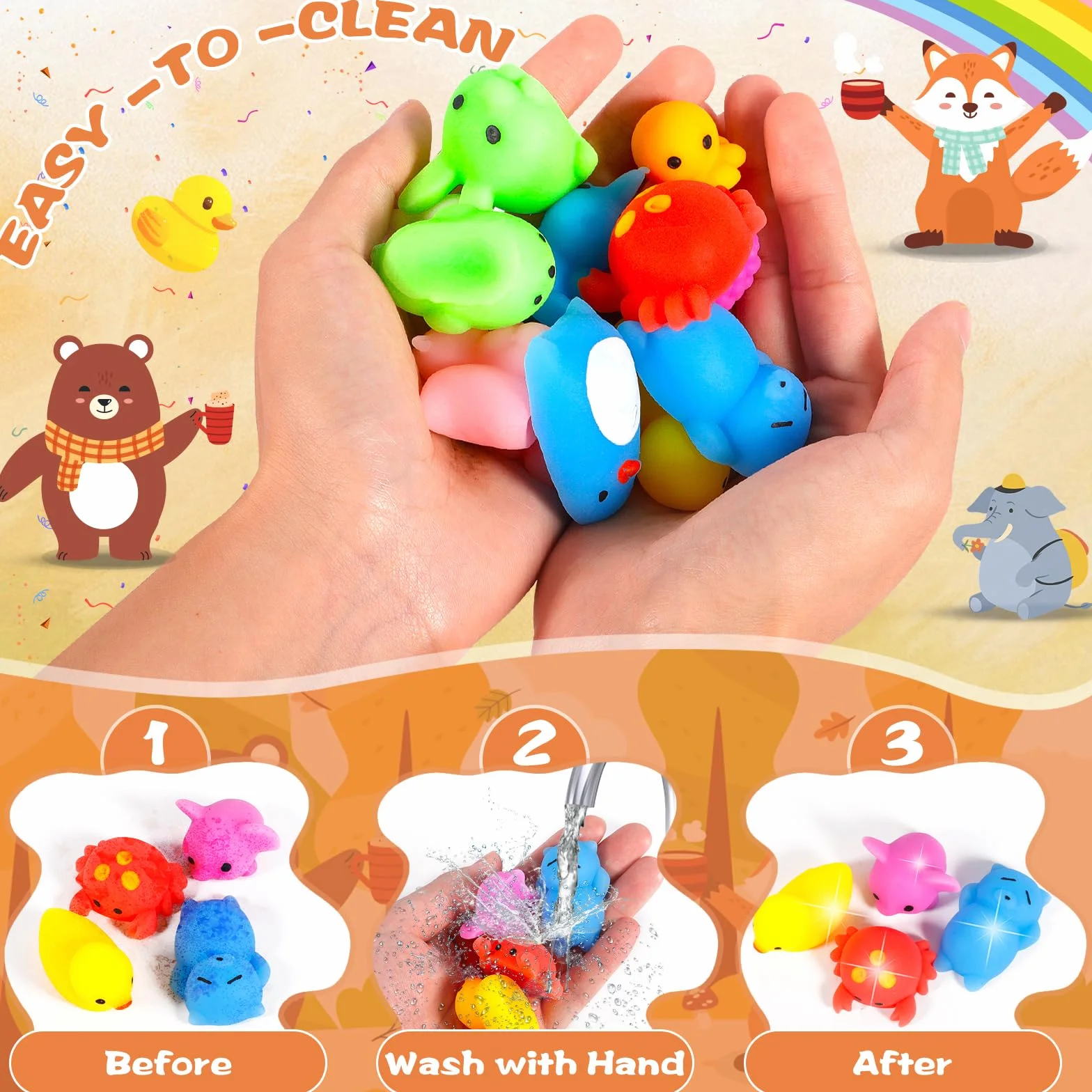 60 Sztuk Mochi Squishy Toy, Wycisnąć Zabawki, Śliczne Zabawki ze Zwierzętami do ściskania, Mini Zabawki do Zgniatania, Zabawki Antystresowe dla Dorosłych, Wypełniacze Wielkanocne