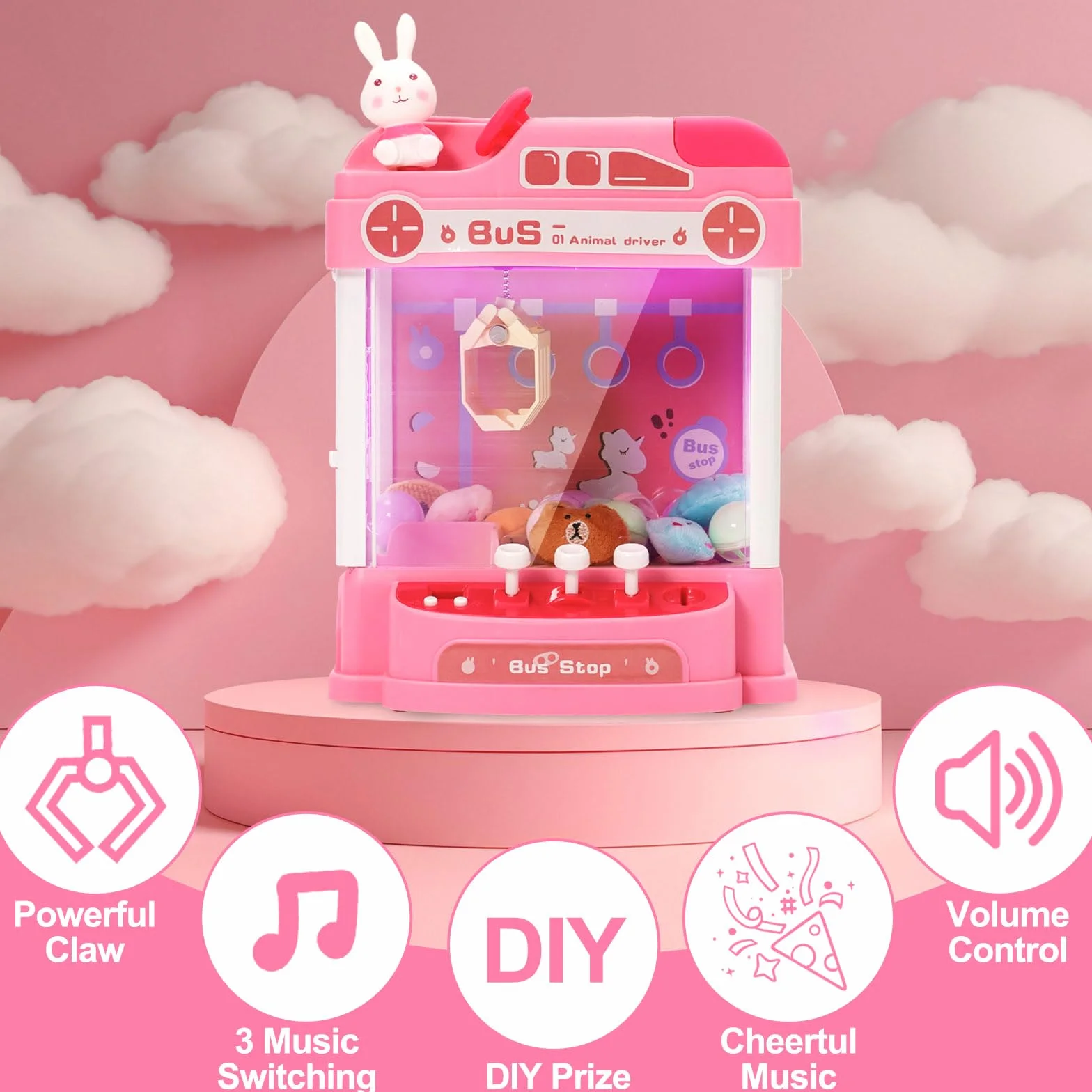 Mini automat chwytakowy Candy Doll z kierownicą Gachapon Grabber automat do słodyczy z wkładarką monet i wysięgnikiem automat do pluszaków zabawki chwytakowe dla dzieci