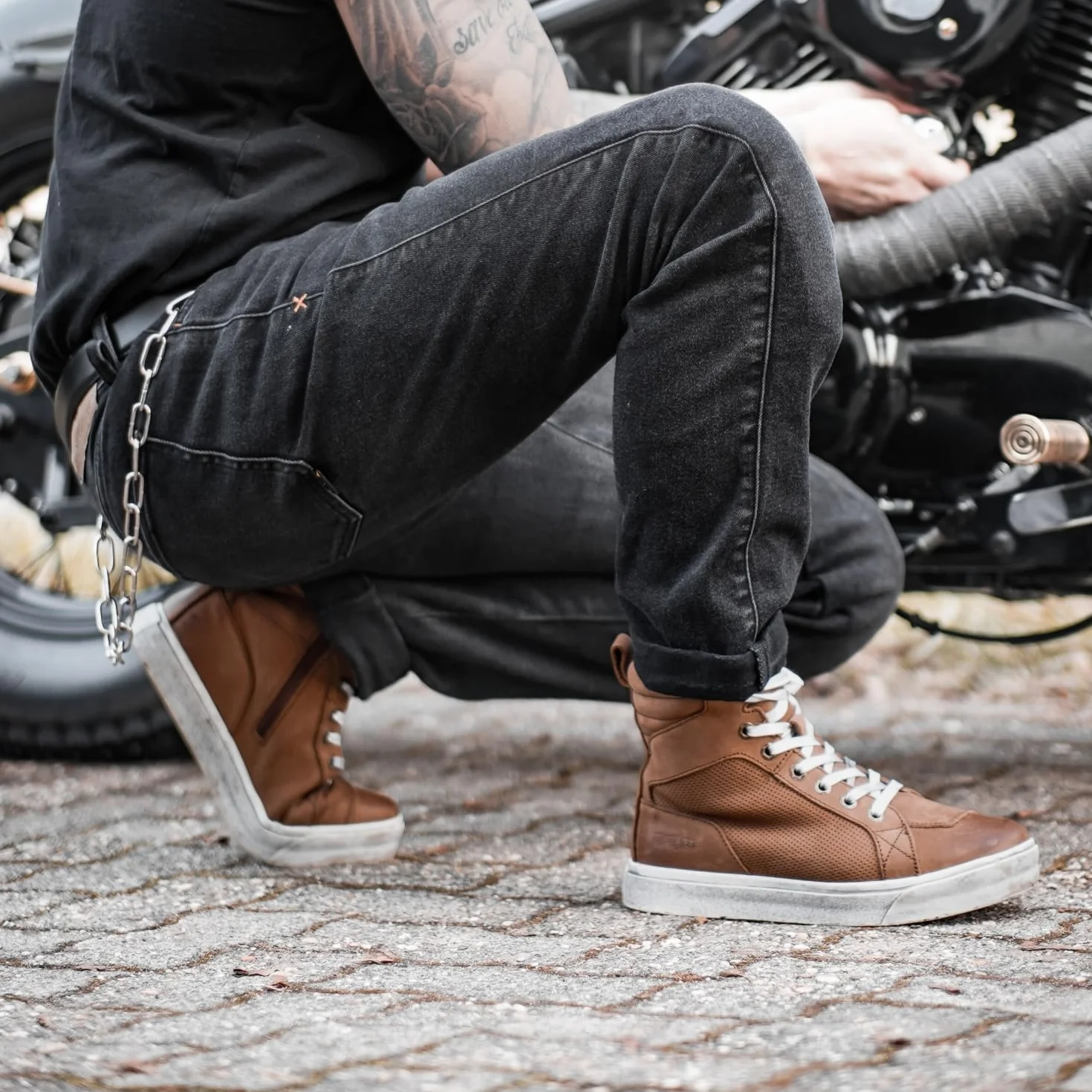 BORLENI Męskie buty motocyklowe, na lato, oddychające, skórzane, z zamkiem błyskawicznym, z wkładką przełączającą, antypoślizgowa podeszwa (czarne