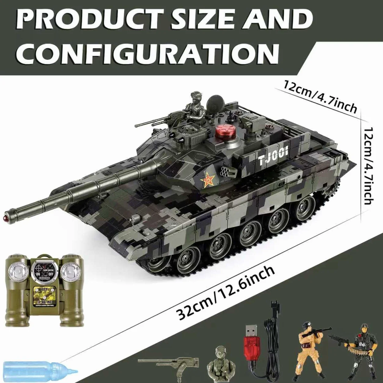 Zbiornik RC 1/24, Chiny 99, zdalnie sterowany czołg bojowy RC, zabawka zdalnie sterowana, 2,4 GHz, model czołgu z lampką kontrolną życia, dla dzieci od 6 lat i chłopców