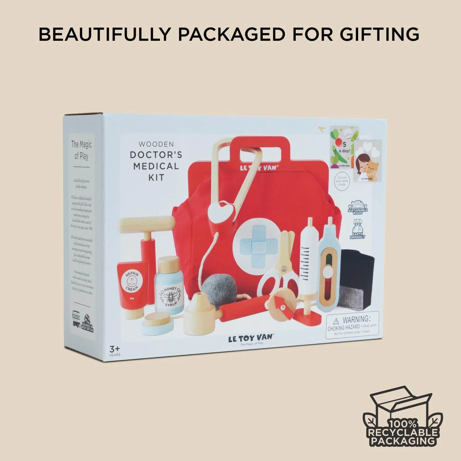 Le Toy Van - Kids Wooden Educational Pretend Play Honeybake Doctor's Medical Play Set Kit, Kids Pretend Play Role Play For Boys And Girls - 3 Year Old +