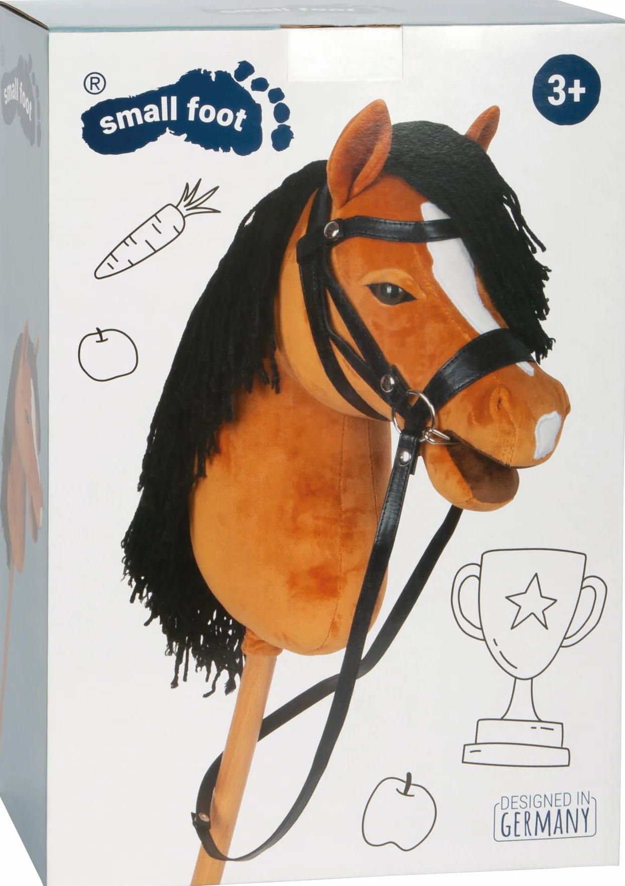 small foot Hobby Horse brązowy 'Melodie', zdejmowany kij i grzywa, w zestawie kantar, uzda i smycz, dla dzieci w wieku od 3 lat, 12715