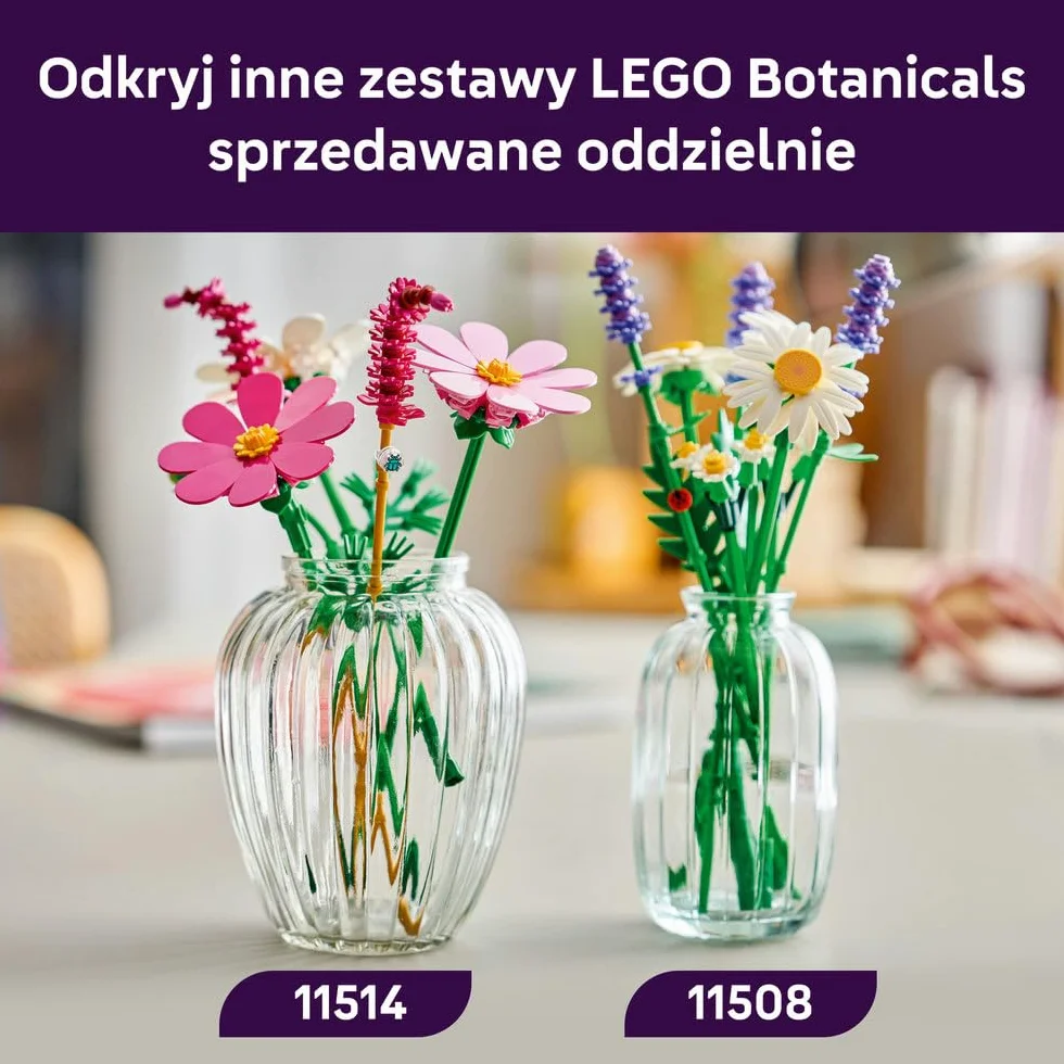 LEGO Botanicals Kosmosy, zestaw konstrukcyjny dla dzieci, kompozycja kwiatowa i dekoracja do pokoju dziecięcego, kwiaty na prezent dla dziewczynki, chłopca i miłośnika przyrody od 9 lat 11514