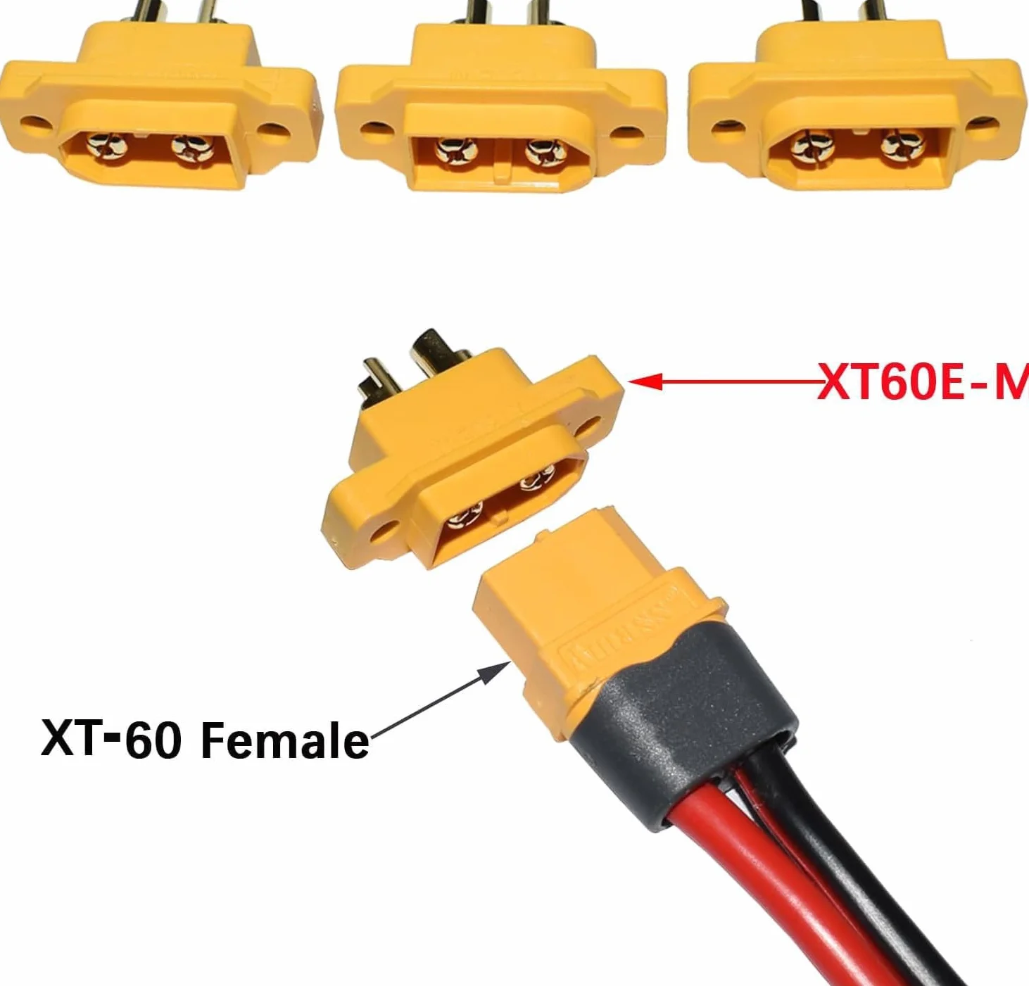 RUNCCI-YUN 10 par XT60E-M XT60 męskiej wtyczki XT60E-M do wbudowania lipo baterie przyłącza 2 piny złącze wtyczka kablowa do modeli DIY