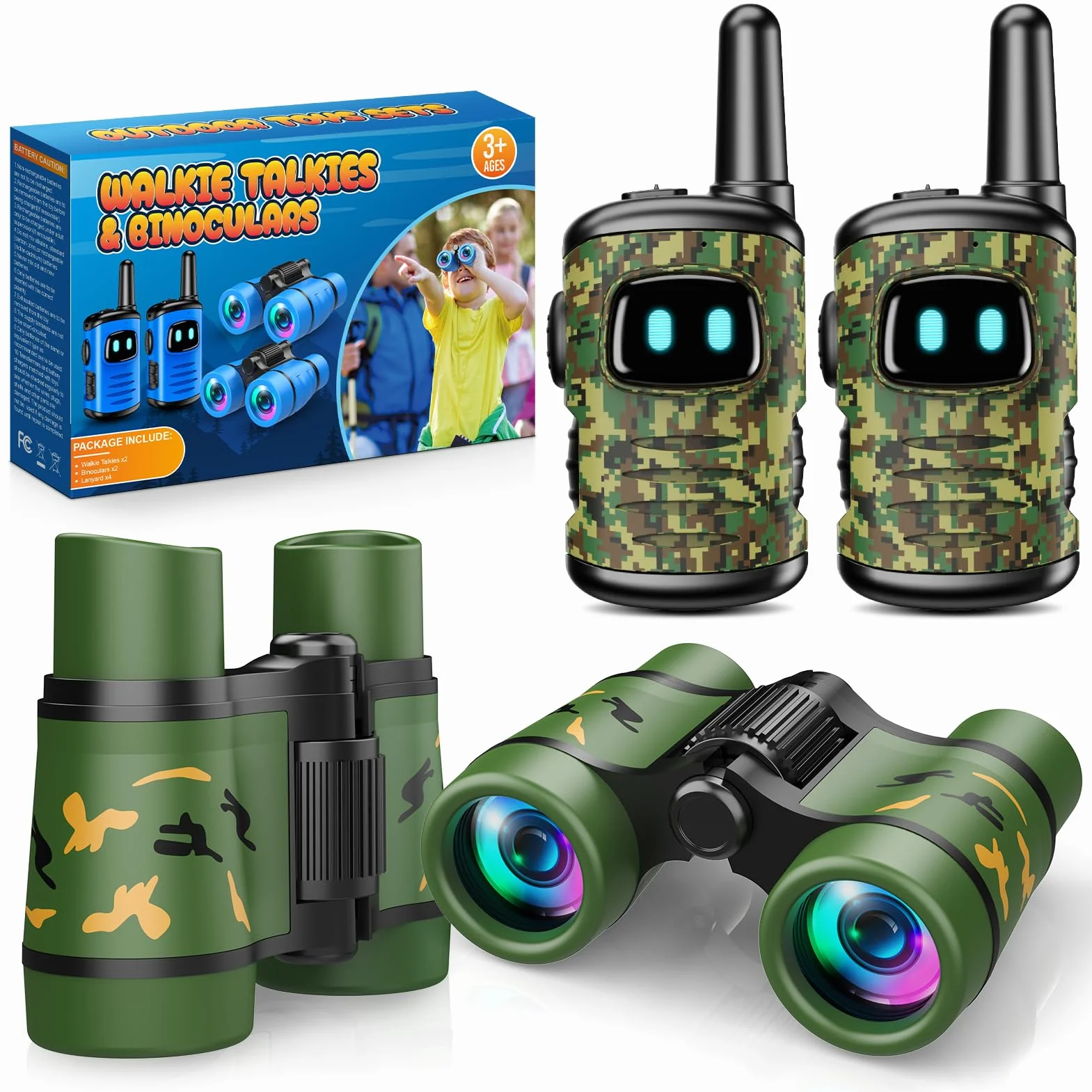 Dislocati Kinder Outdoor Spielzeug ab 3-9 Jahre Junge, Walkie Talkie Kinder Geschenke für 3-9 Jährige Jungen Mädchen Fernglas Kinder Garten Spielzeug Draußen Outdoor Spiele Entdecker Set für Kinder