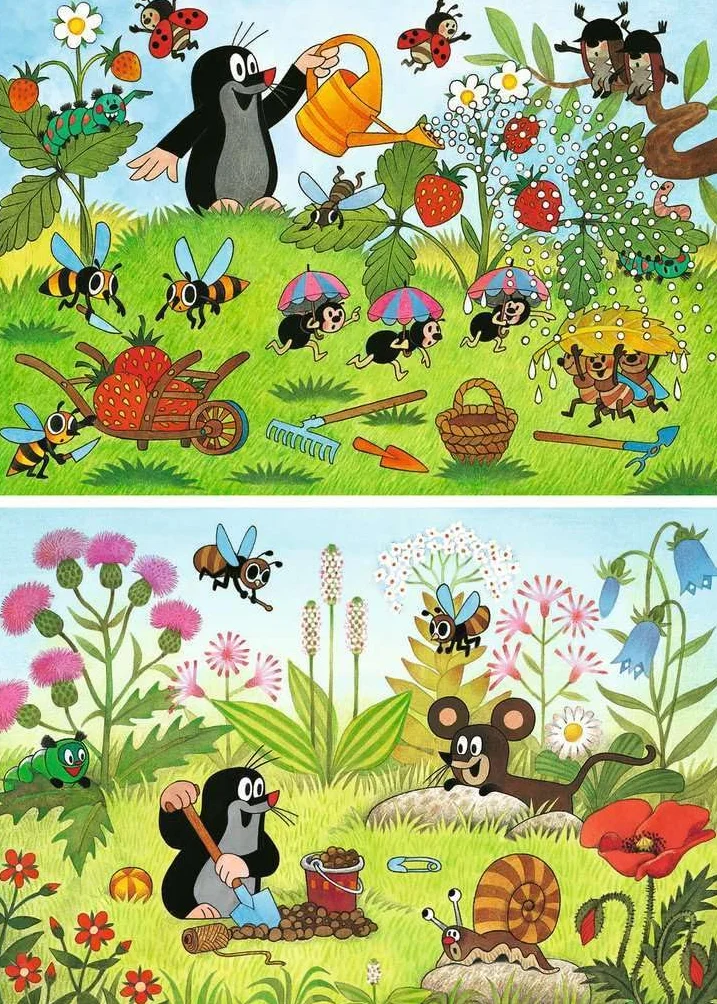 Kinderpuzzle 2x24 Teile - Der kleine Maulwurf - Der Maulwurf im Garten