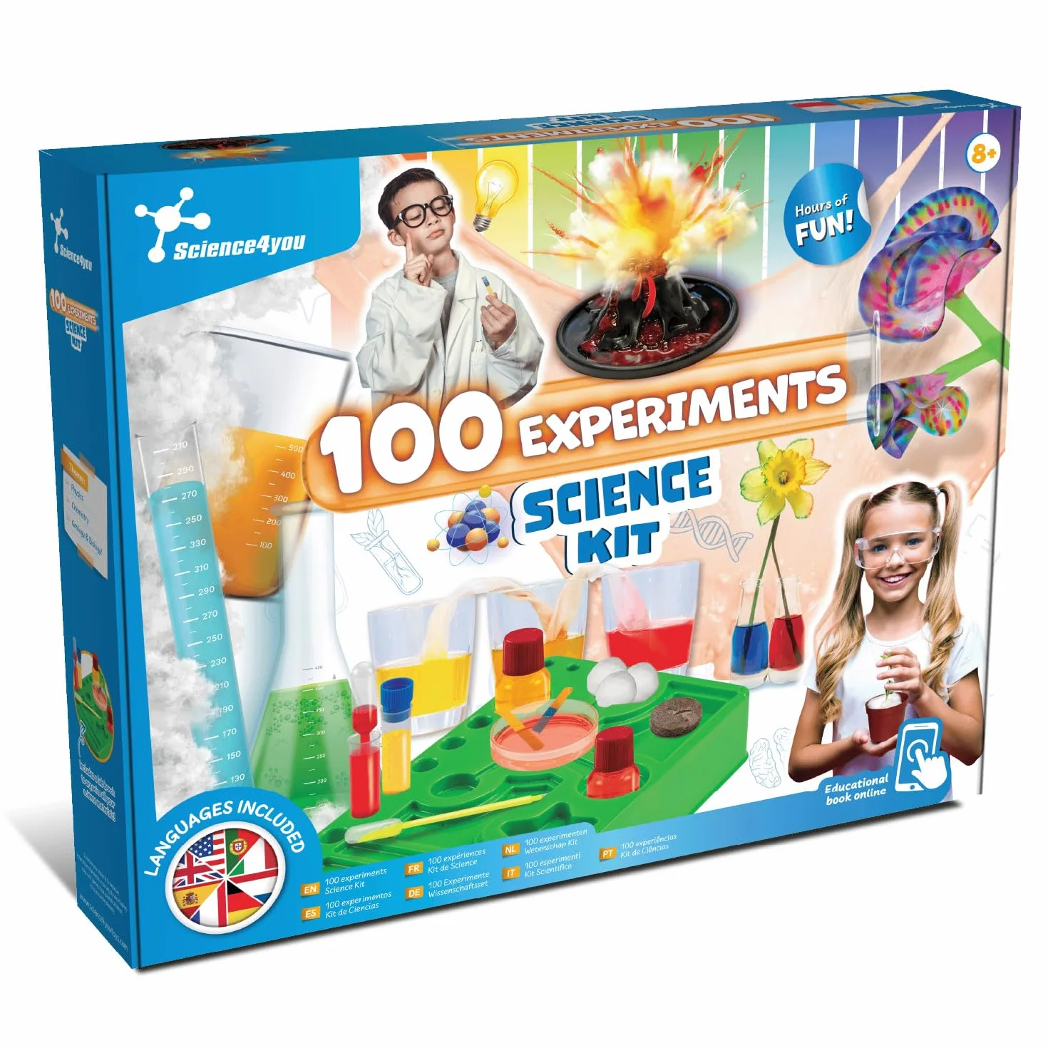 Science4you 100 eksperymentów naukowych dla dzieci - mały chemiczny zestaw edukacyjny do nauki fizyki, chemii, zabawki edukacyjne, oryginalne prezenty dla dzieci 8, 9, 10, 11+