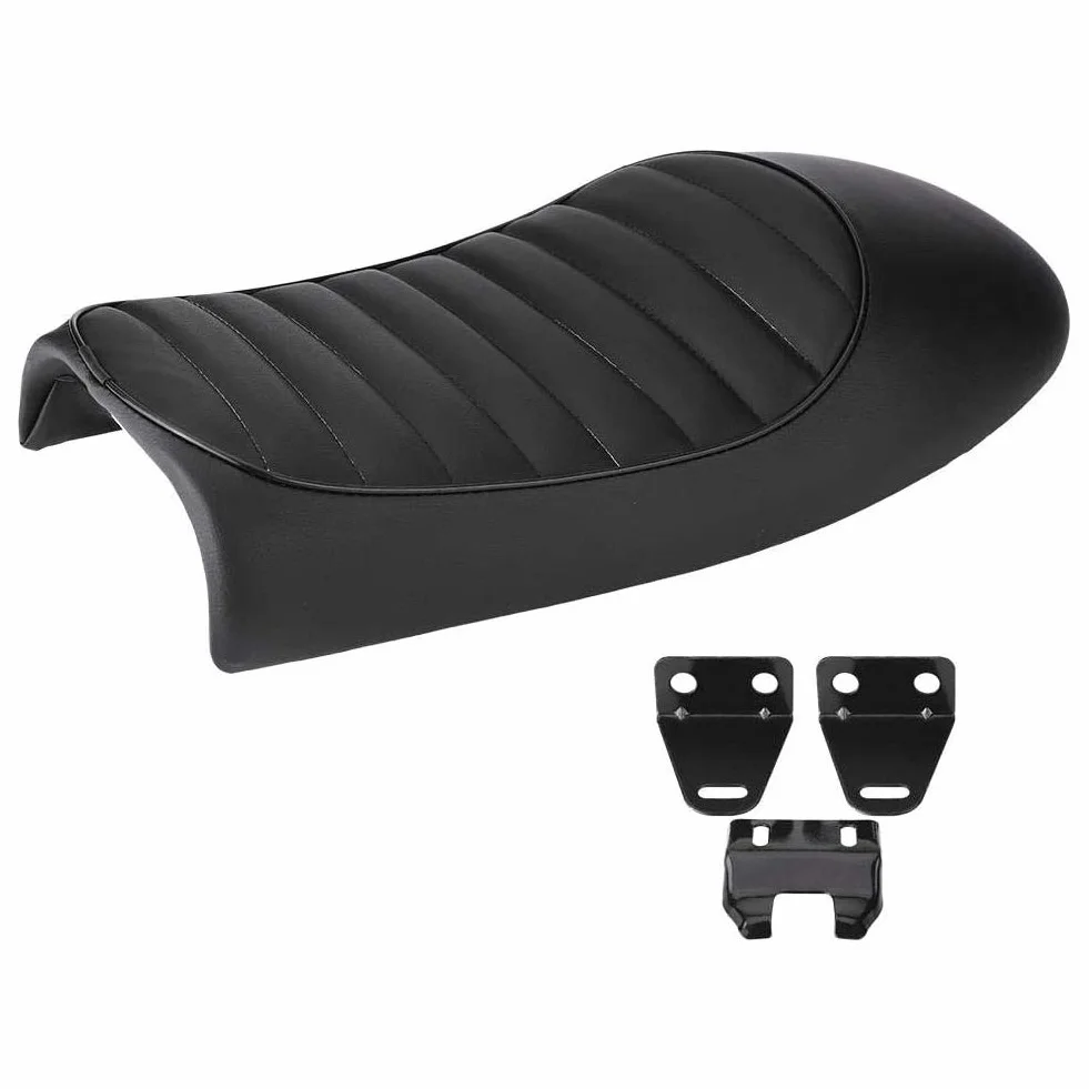 Uniwersalne skórzane siedzenie motocyklowe, modyfikacja siodełka motocyklowego PU Leather Vintage Racer Flat Seat Cushion (D)