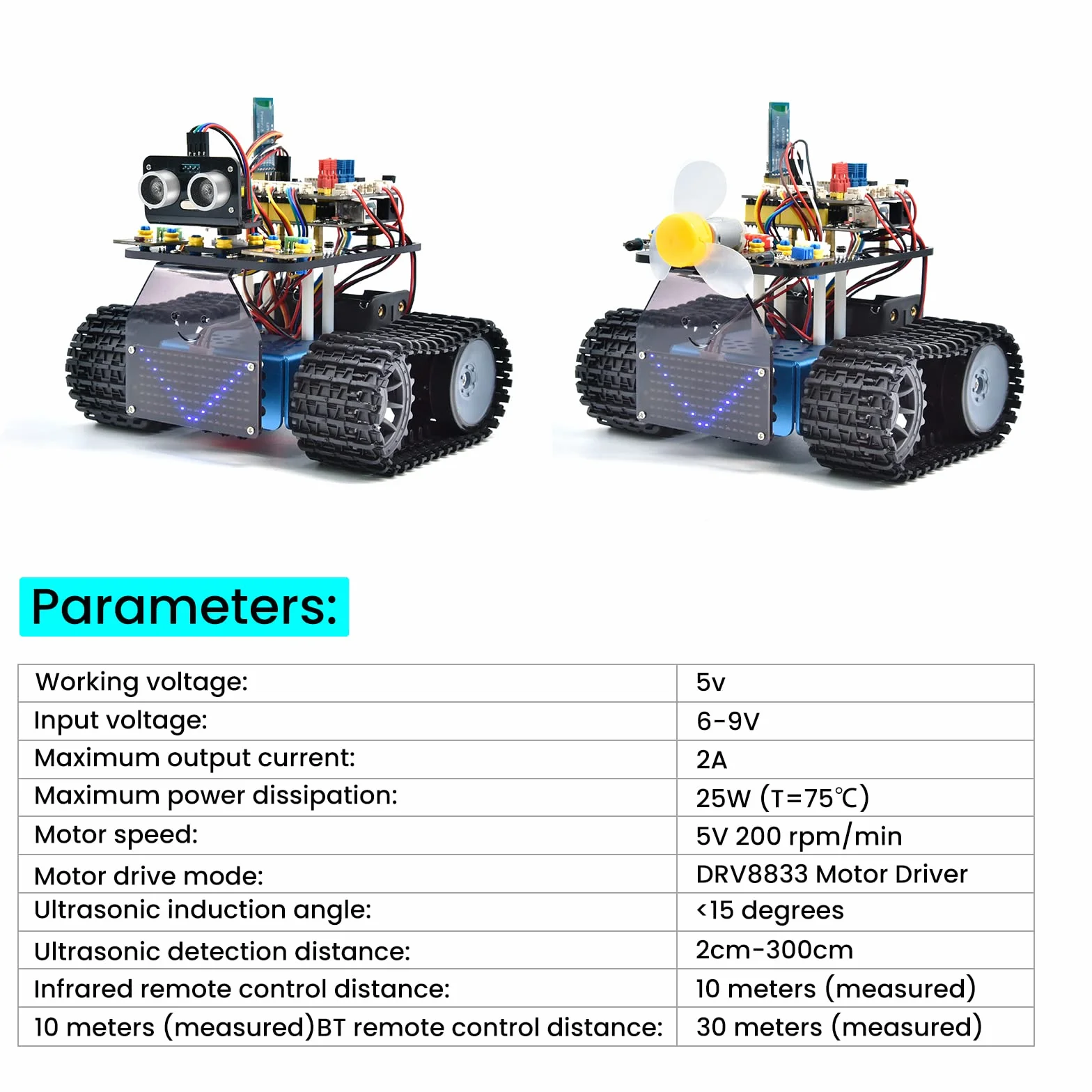 Zestaw KEYESTUDIO Smart Robot Tank Kompatybilny z Arduino IDE Elektronika Zestaw konstrukcyjny z UNO R3, czujnikiem ultradźwiękowym itp. Edukacyjny robot STEM 2 w 1 DIY do programowania i nauki