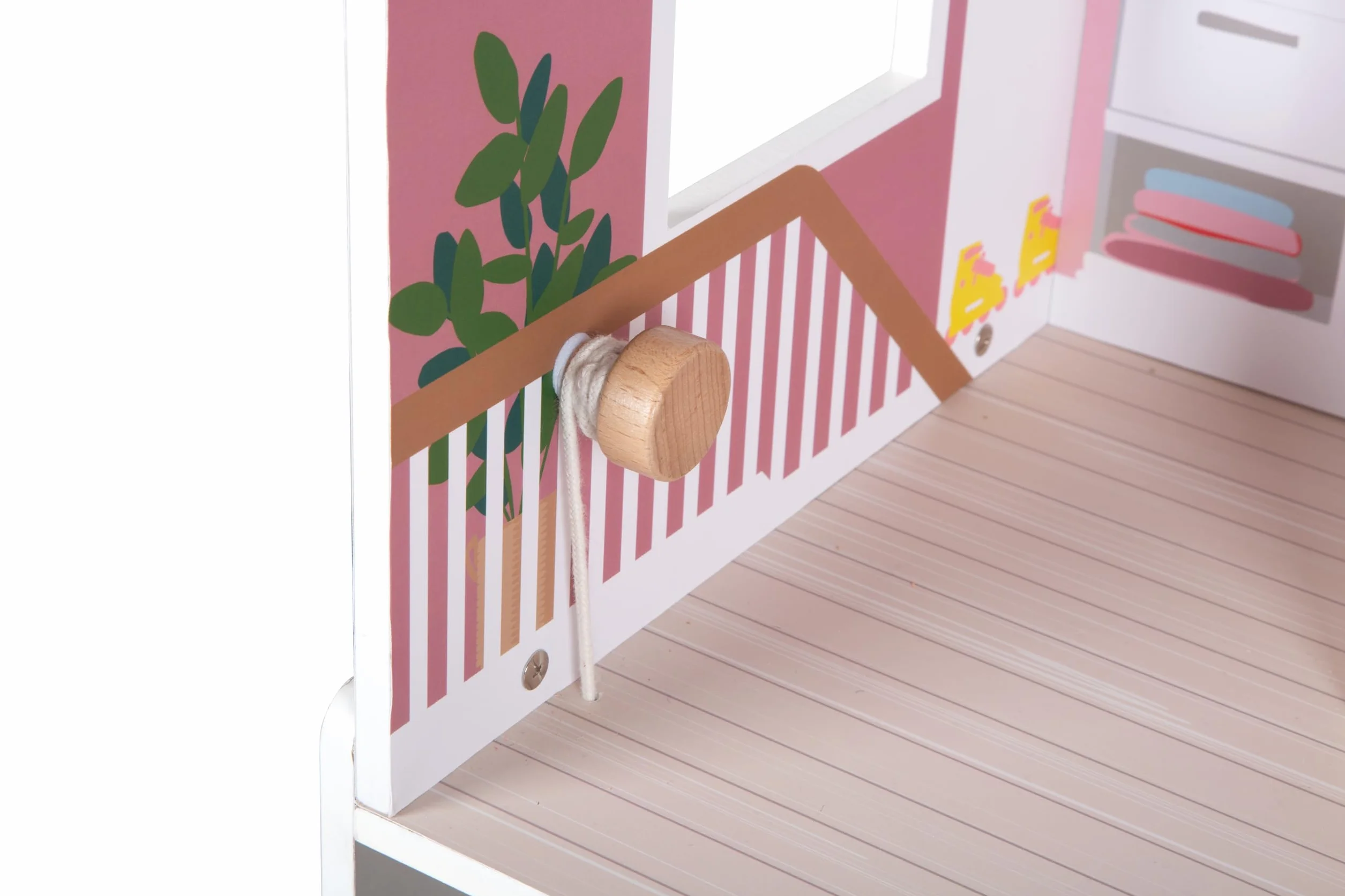 Mały domek dla lalek Villa XL, 3-piętrowy domek dla lalek z windą, dla lalek do 30 cm, skala 1:6, imitacja drewna, 12730