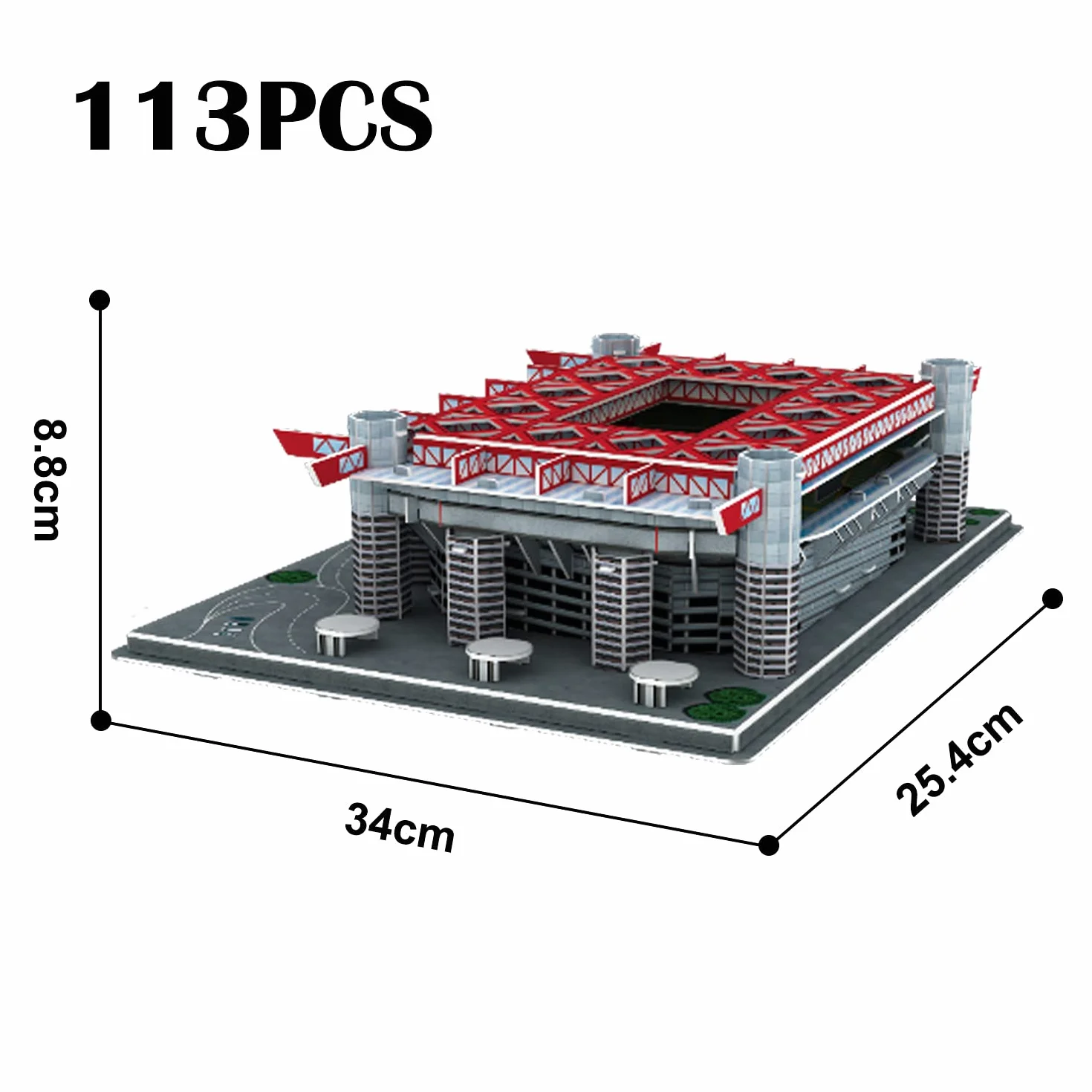 Georgie Porgy Stadion piłkarski, puzzle 3D typu „zrób to sam”, zabawka konstrukcyjna (San Siro Staduim 113 sztuk)