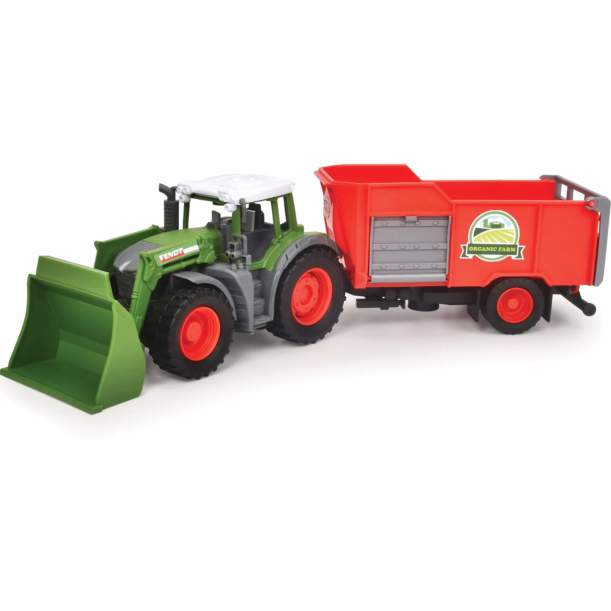 Dickie Toys 203735003 Stacja farma gospodarcza z traktorem i figurki; światło i dźwięk; ciągnik z przyczepą i krowami; zabawa w rolnika; wymiary: 17x30x15 cm; prezent dla dzieci od 3 lat