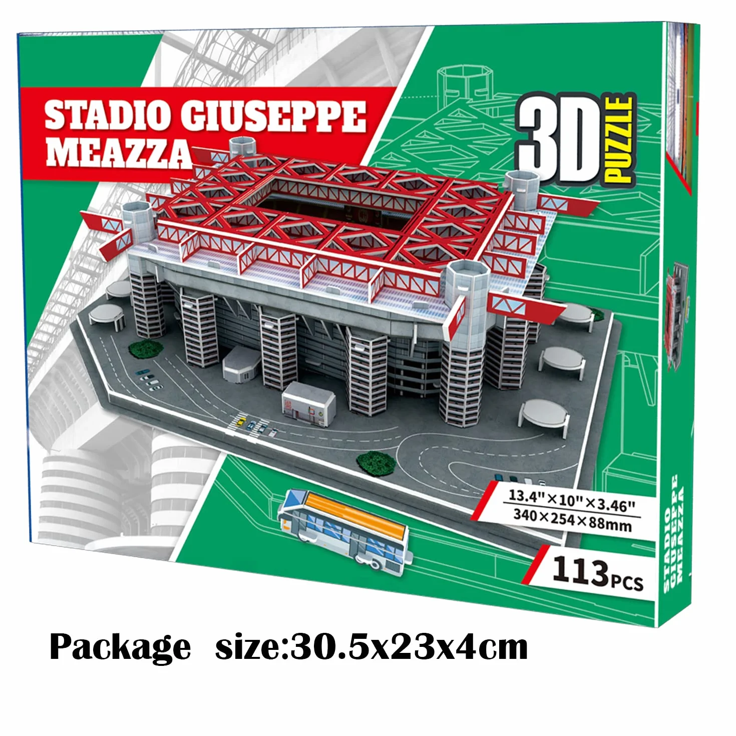 Georgie Porgy Stadion piłkarski, puzzle 3D typu „zrób to sam”, zabawka konstrukcyjna (San Siro Staduim 113 sztuk)