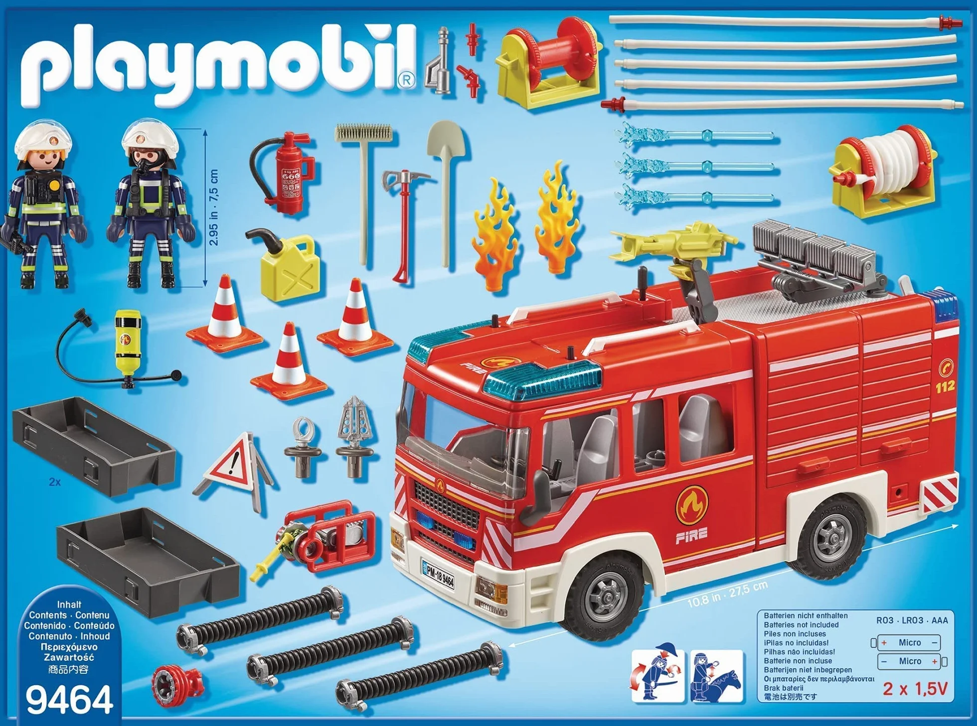 PLAYMOBIL City Action 9464 Pojazd ratowniczy straży pożarnej, z armatką wodną, ze światłem i dźwiękiem, od 4 lat