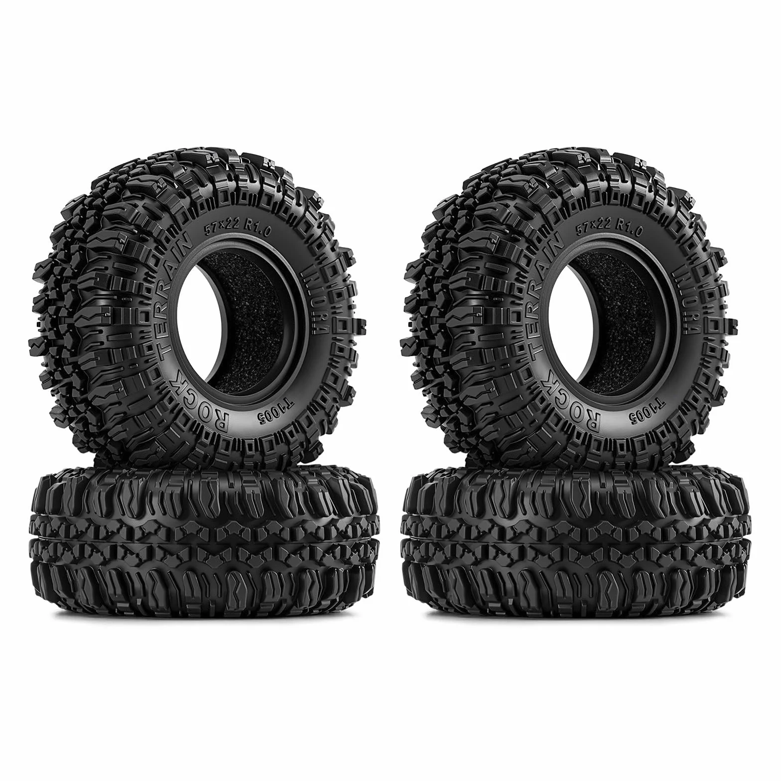INJORA Zestaw 4 opon gąsienicowych z miękkiej gumy do samochodów osiowych 1/24 1/18 TRX4M RC SCX24 AX24 90081 Gladiator, T1005, S5