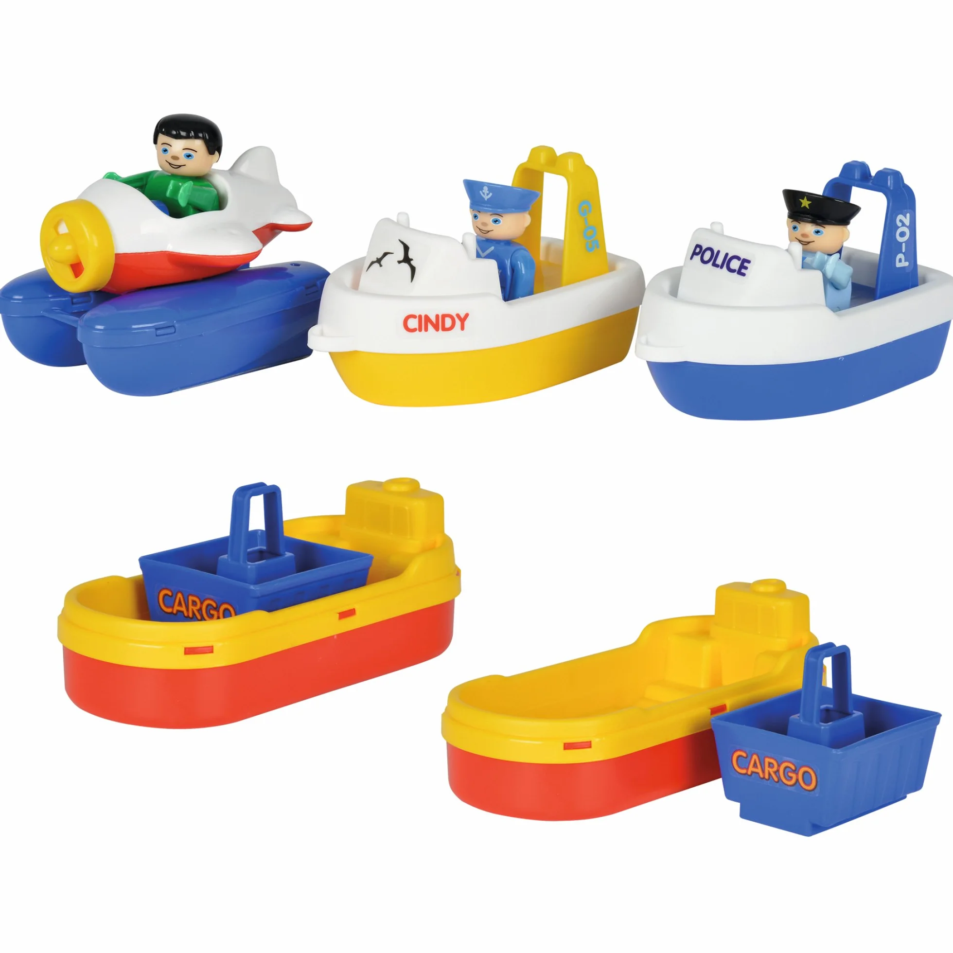 BIG – Waterplay Amsterdam – kolejka wodna niebieska, 175 x 143 x 27 cm, z 4 łodziami, samolotami wodnymi i 3 figurkami, 2 śluby, pompa wodna i basen portowy, od 3 lat