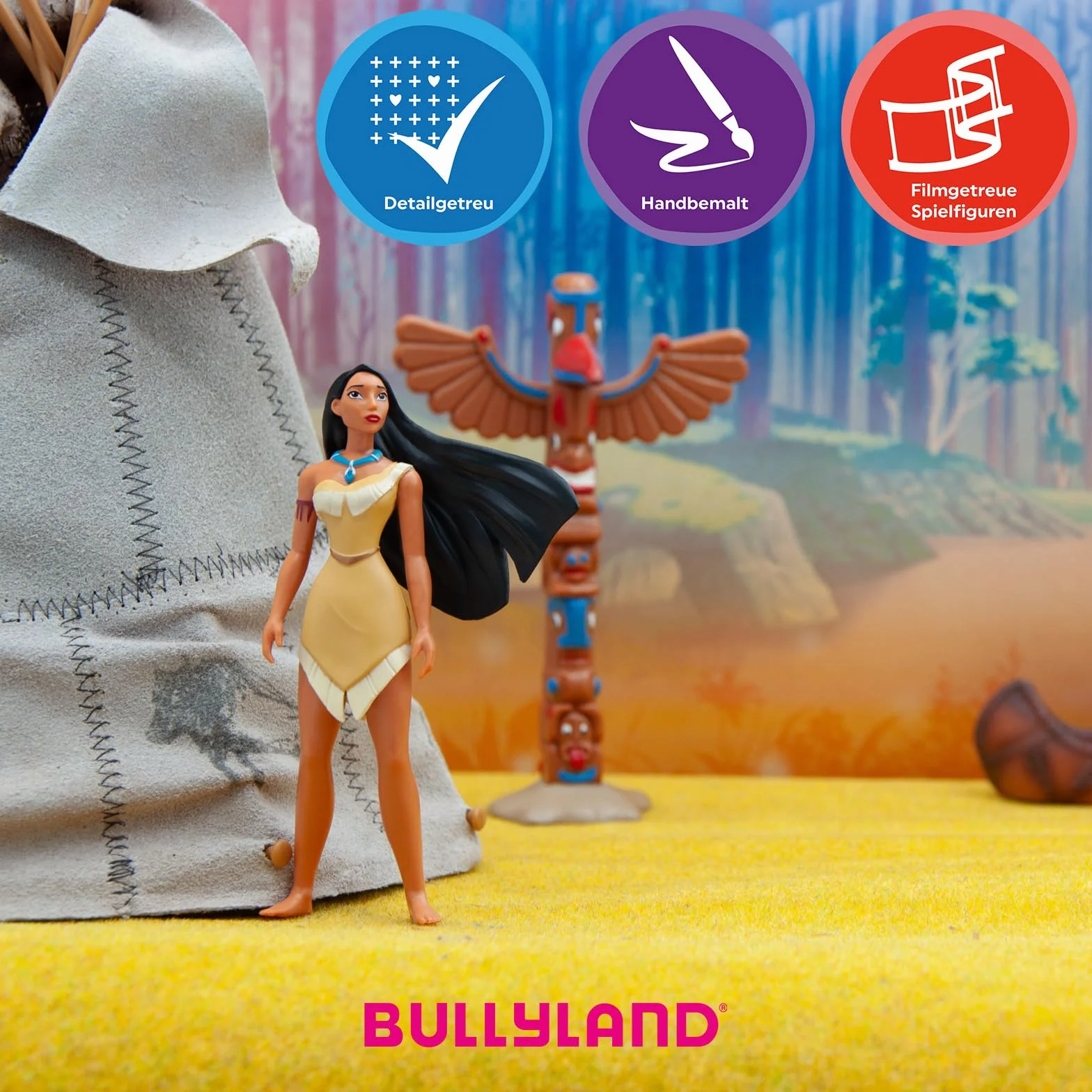 Bullyland 11355 - Figurka do zabawy Pocahontas od Walta Disneya Pocahontas, ok. 10 cm, wierne odwzorowanie szczegółów, idealna jako figurka na tort i drobny prezent dla dzieci od 3 roku życia
