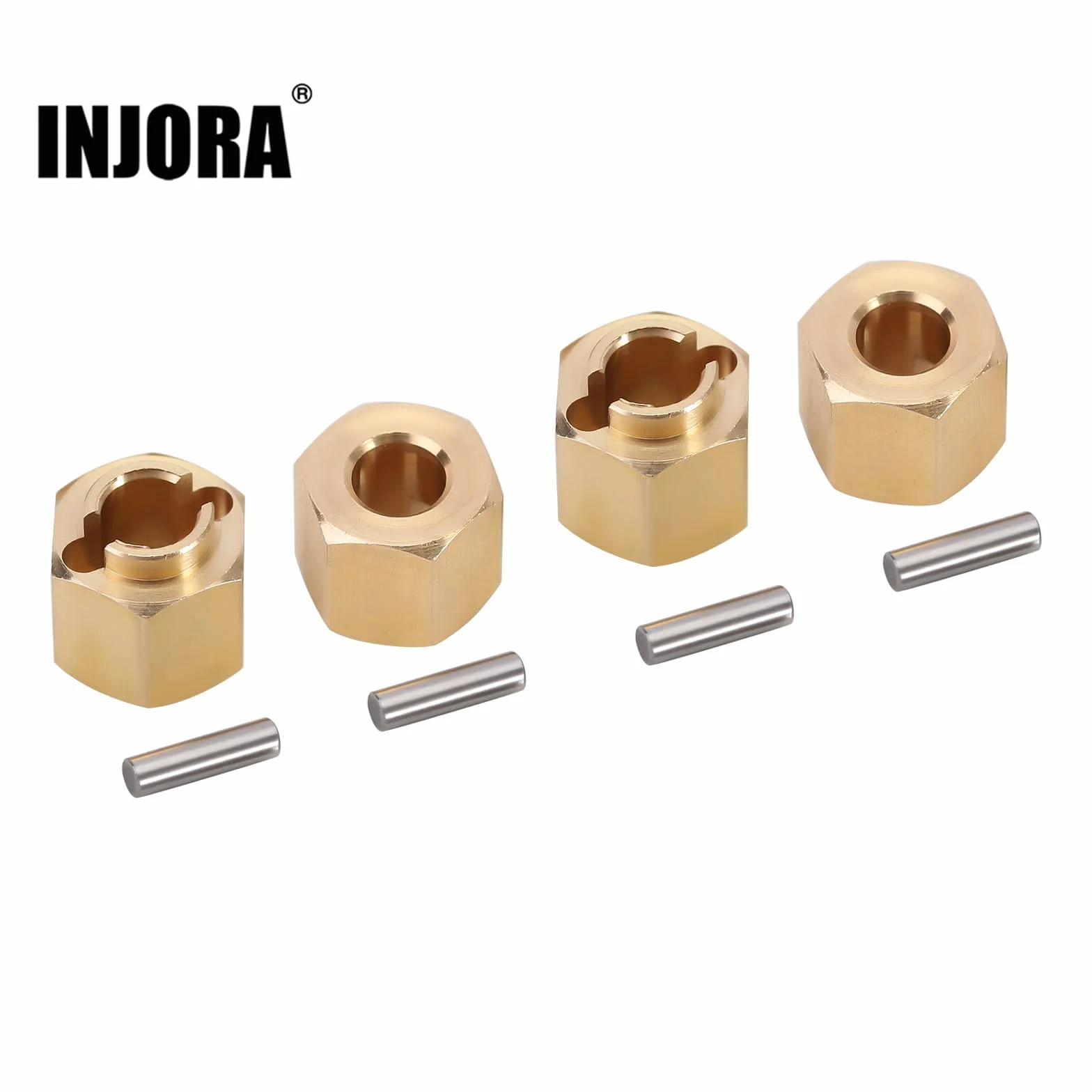 INJORA Mosiądz Koło Sześciokątne Piasta 6mm (+2mm) Adapter Extender do 1/18 RC Crawler Automobile TRX4M Upgrade Parts