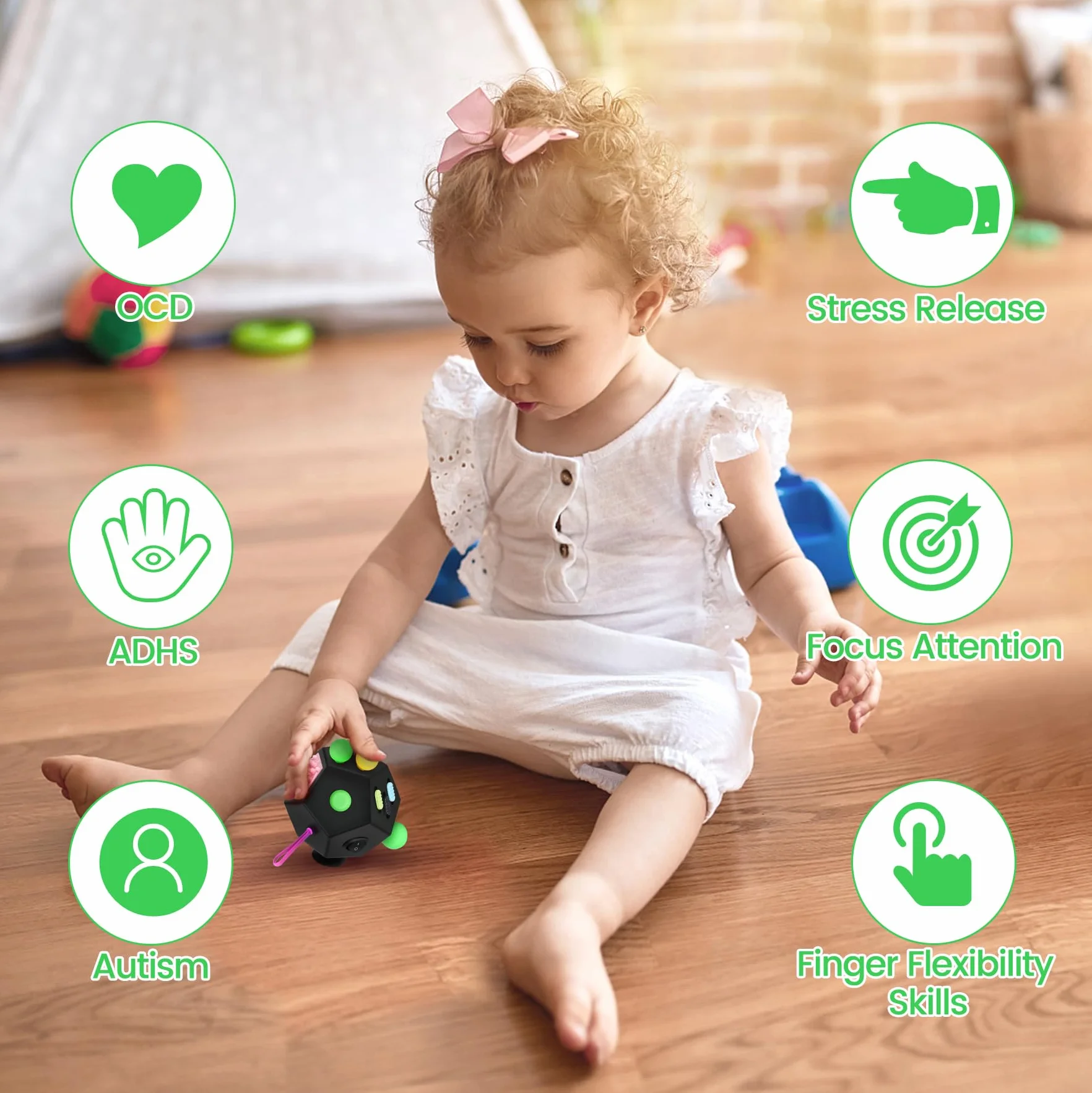 Fidget Toy Cube 12 stron,kostka antystresowa ADHD, mała zabawka,oryginalna zabawka dla dorosłych,dzieci,ADD,ADHD - szkoła,biura,podróży