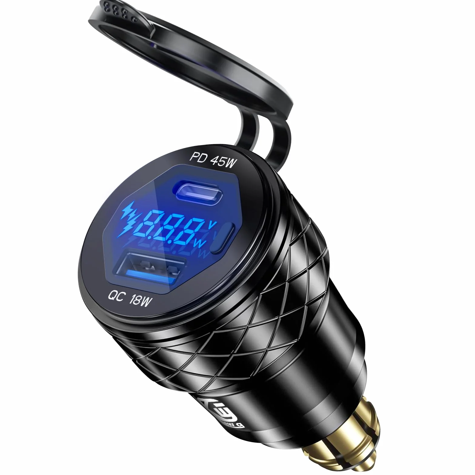 Adapter wtyczki DIN Hella na ładowarkę USB: 45 W USB C PD3.0 i 18 W QC3.0 gniazdo ładowarki motocyklowej do 12 V-24 V BMW Triumph Tiger Ducati, wodoodporny podwójny port szybkiego ładowania telefonu z