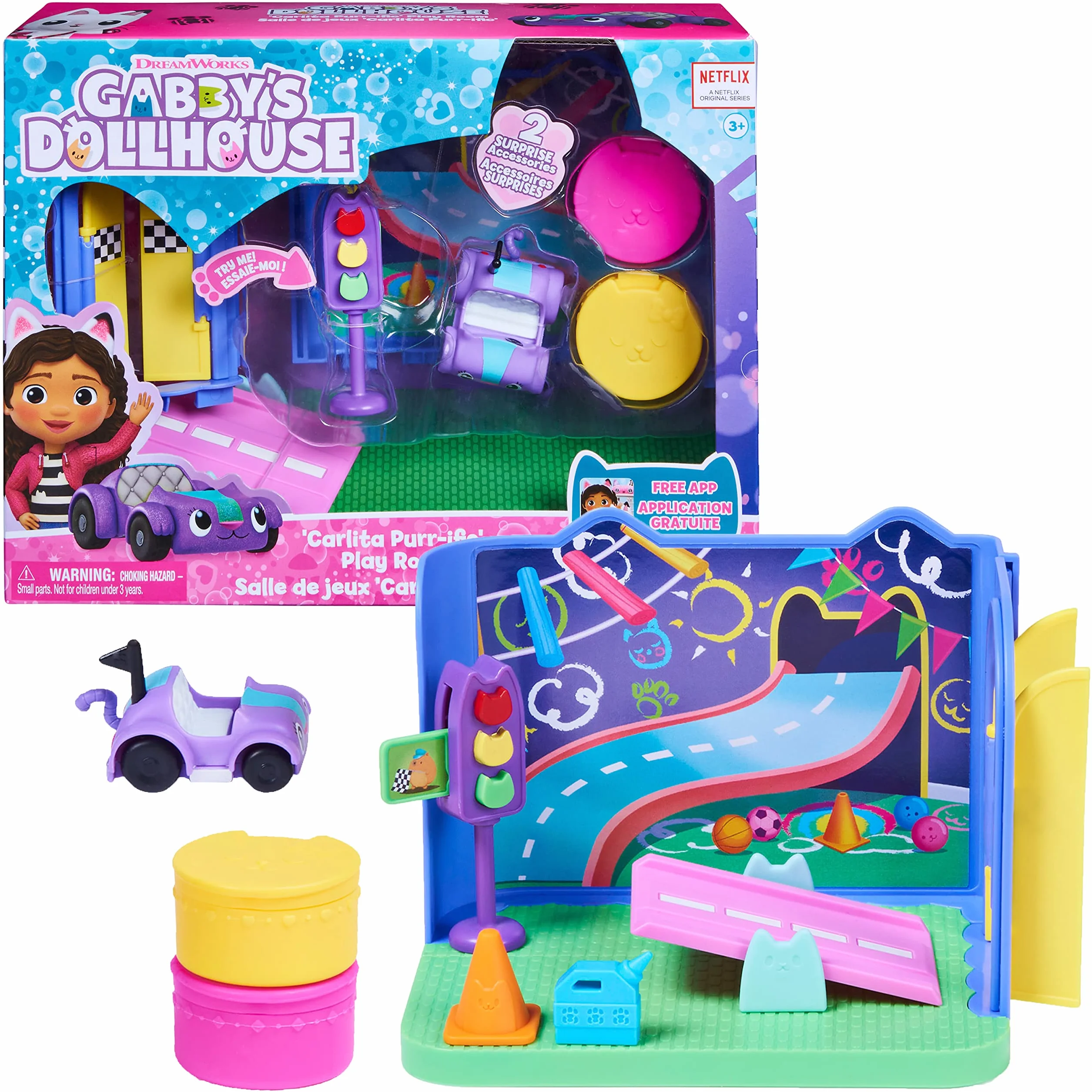 Gabby's Dollhouse i Magiczny Domek - Playset Deluxe Chabriolette Game Room - Figurka Akcesoria - Dom dla lalek - Zabawka dla dzieci od 3 lat