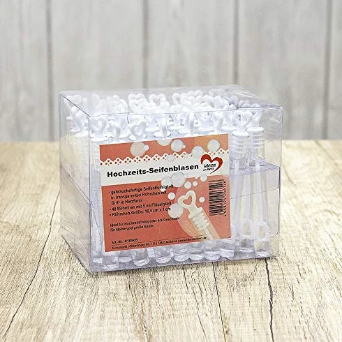 Ideen mit Herz Pęcherzyki mydlane na wesele, chrzest, urodziny, zaręczyny, Walentynki, prezent dla gości, 5 ml, z uchwytem w kształcie serca, 10,5 x 1 cm