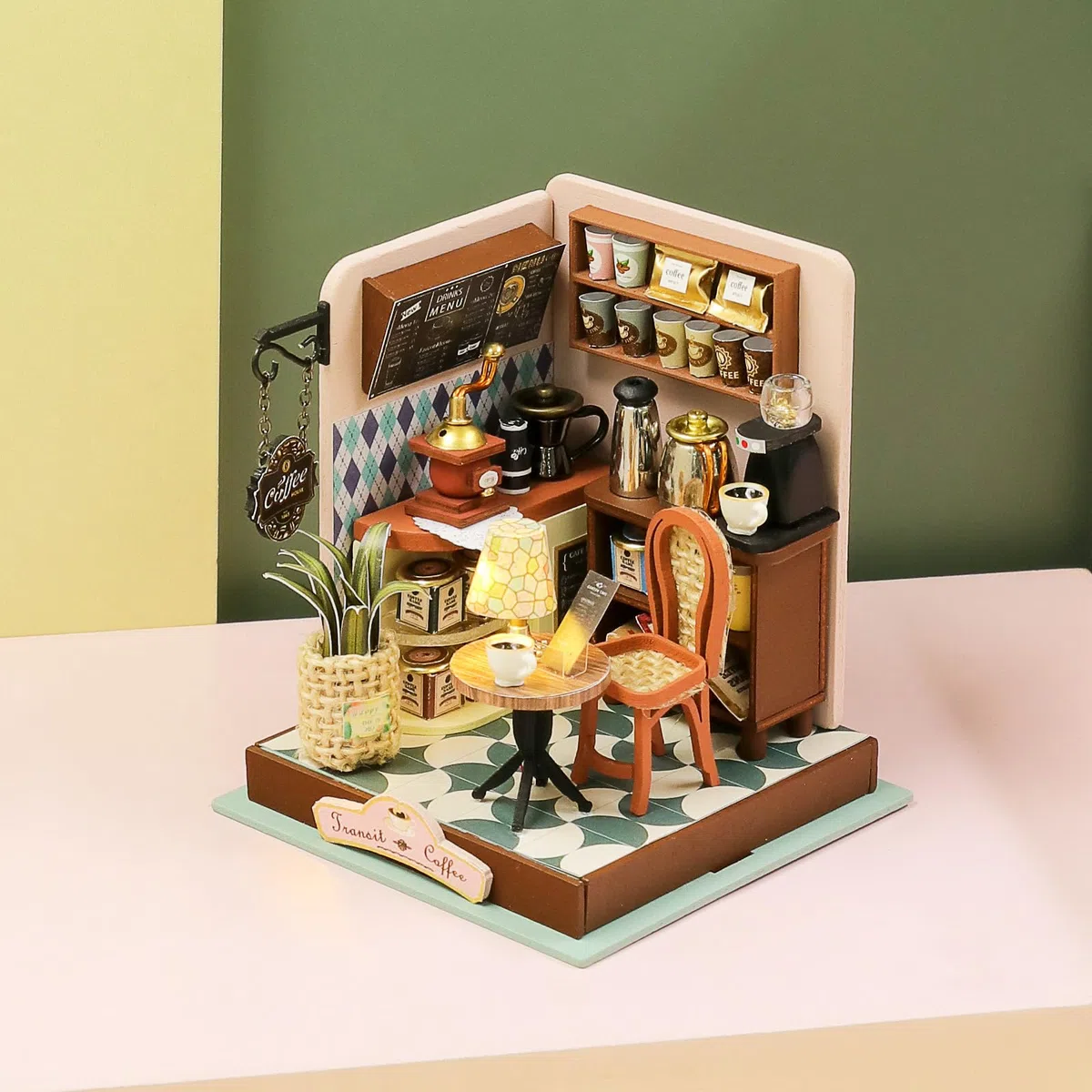 Cuteefun Miniaturowy zestaw do samodzielnego wykonania, drewniany domek dla lalek 3D do zbudowania dla nastolatków, dorosłych, świetne rękodzieło, stwórz swój własny wymarzony model domu (czas na kawę