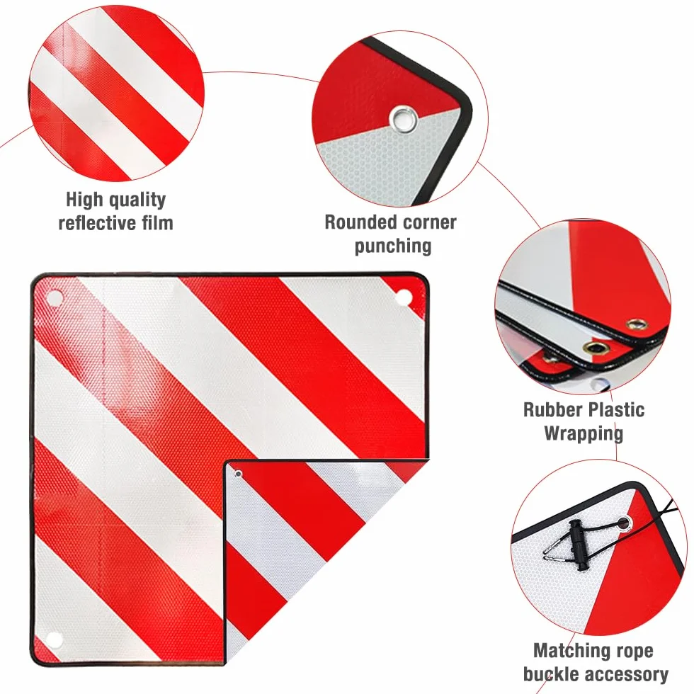 2 w 1 tablica ostrzegawcza Włochy i Hiszpania, 50 x 50 cm, tablica ostrzegawcza na bagażnik rowerowy z aluminium z 4 linkami napinającymi, znak ostrzegawczy Włochy na bagażnik rowerowy do